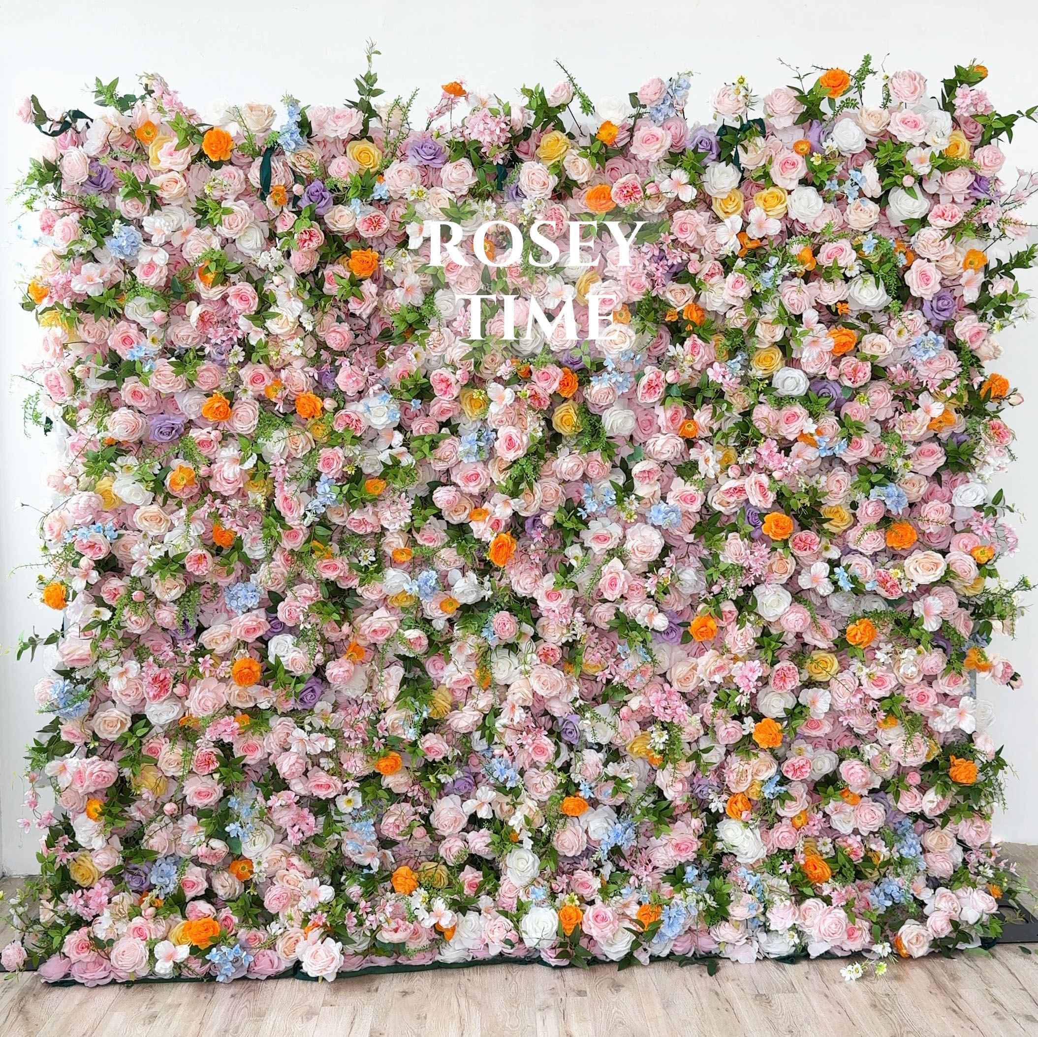 Roseytime Colorful Flower Wall Roll Up Fabric Back #RTW321