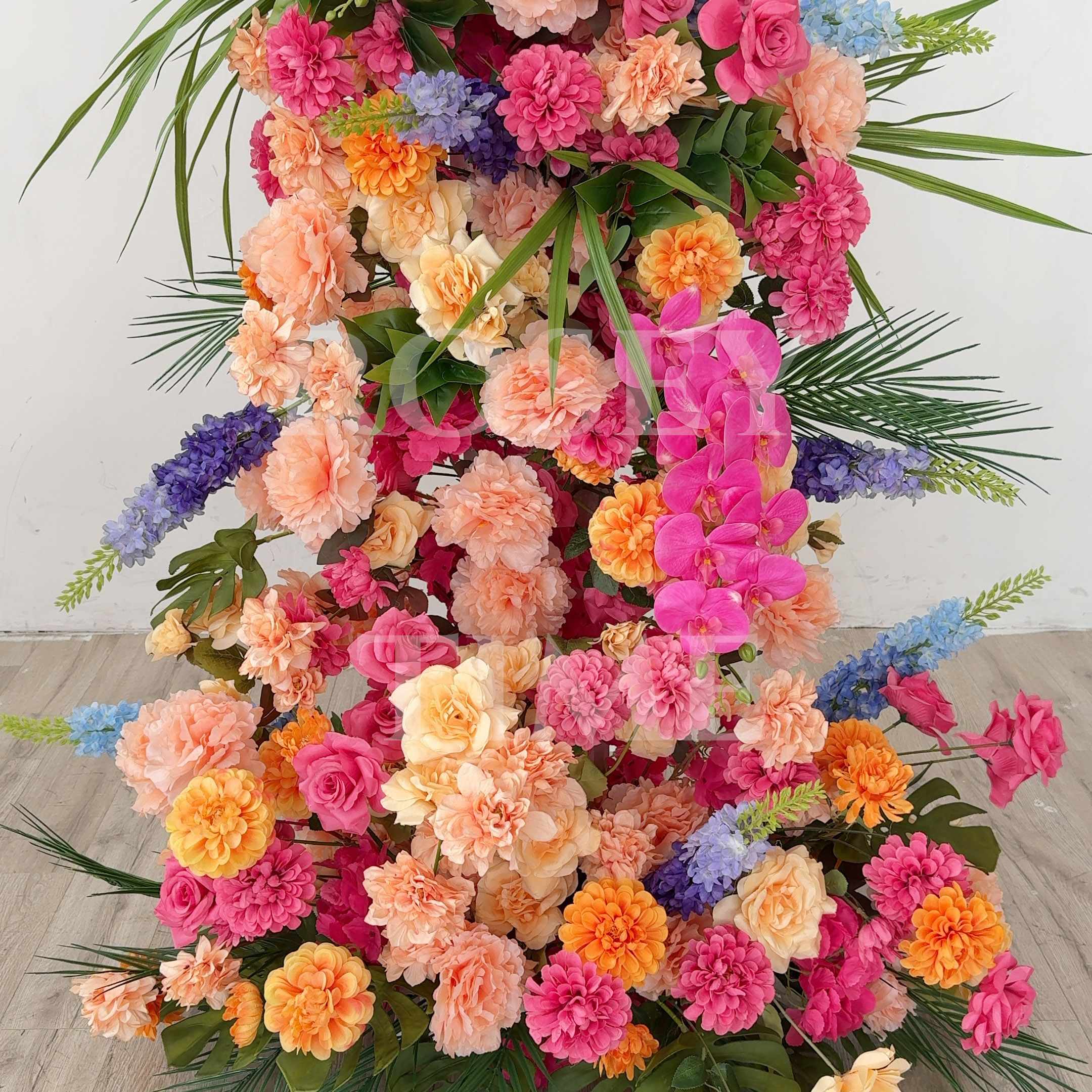 Roseytime Tropical Blossom Flower Pillars Arch with Frame #RTP031