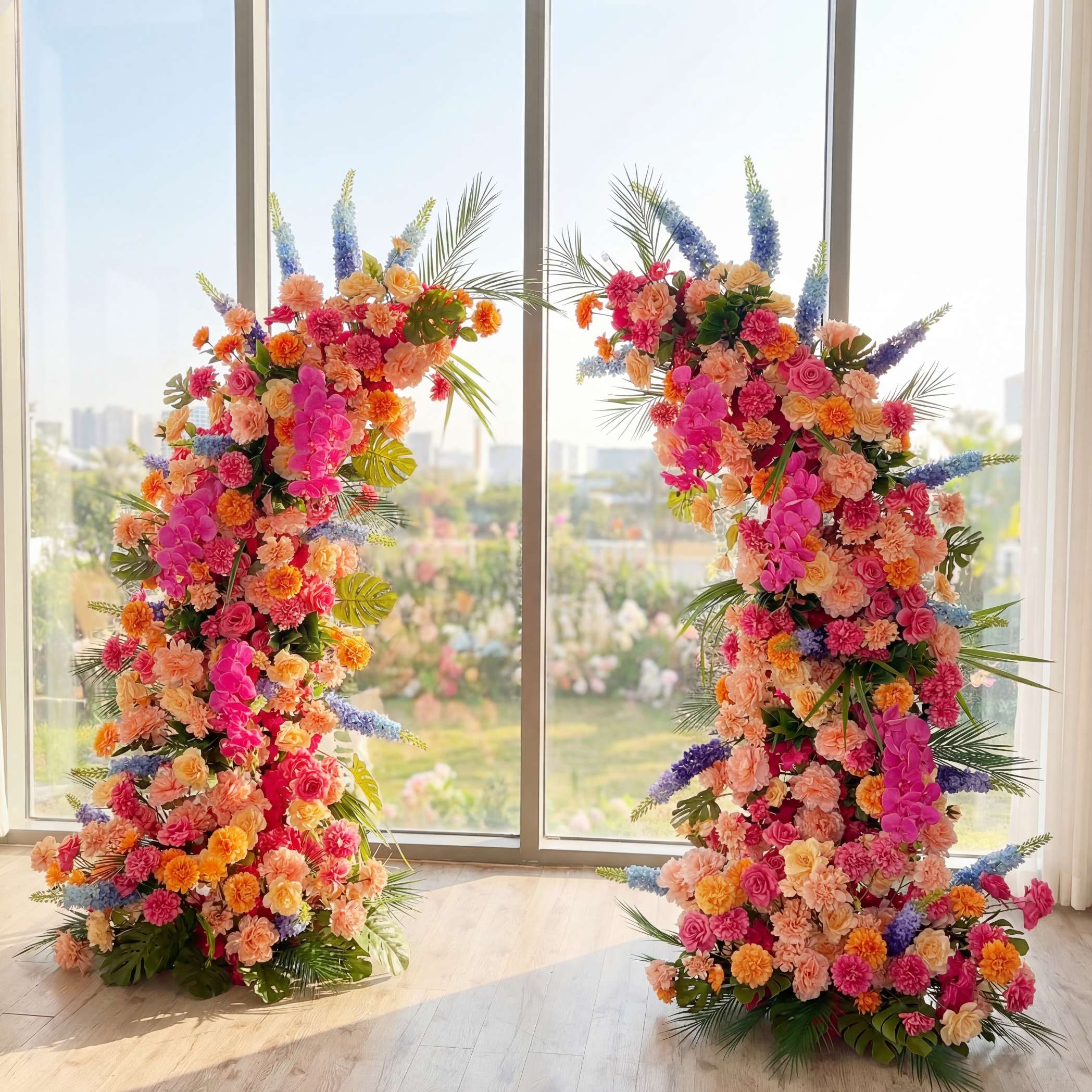 Roseytime Tropical Blossom Flower Pillars Arch with Frame #RTP031