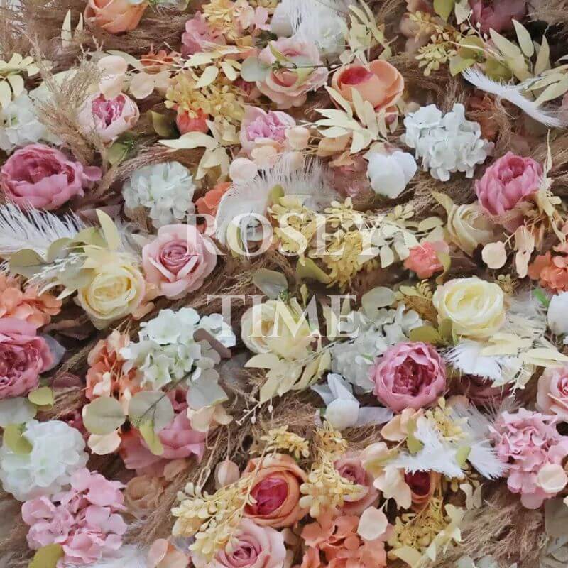 š„BF-SALE: 5D Dusty Rose&Tan Flower Wall Roll Up Fabric Back #RTW218