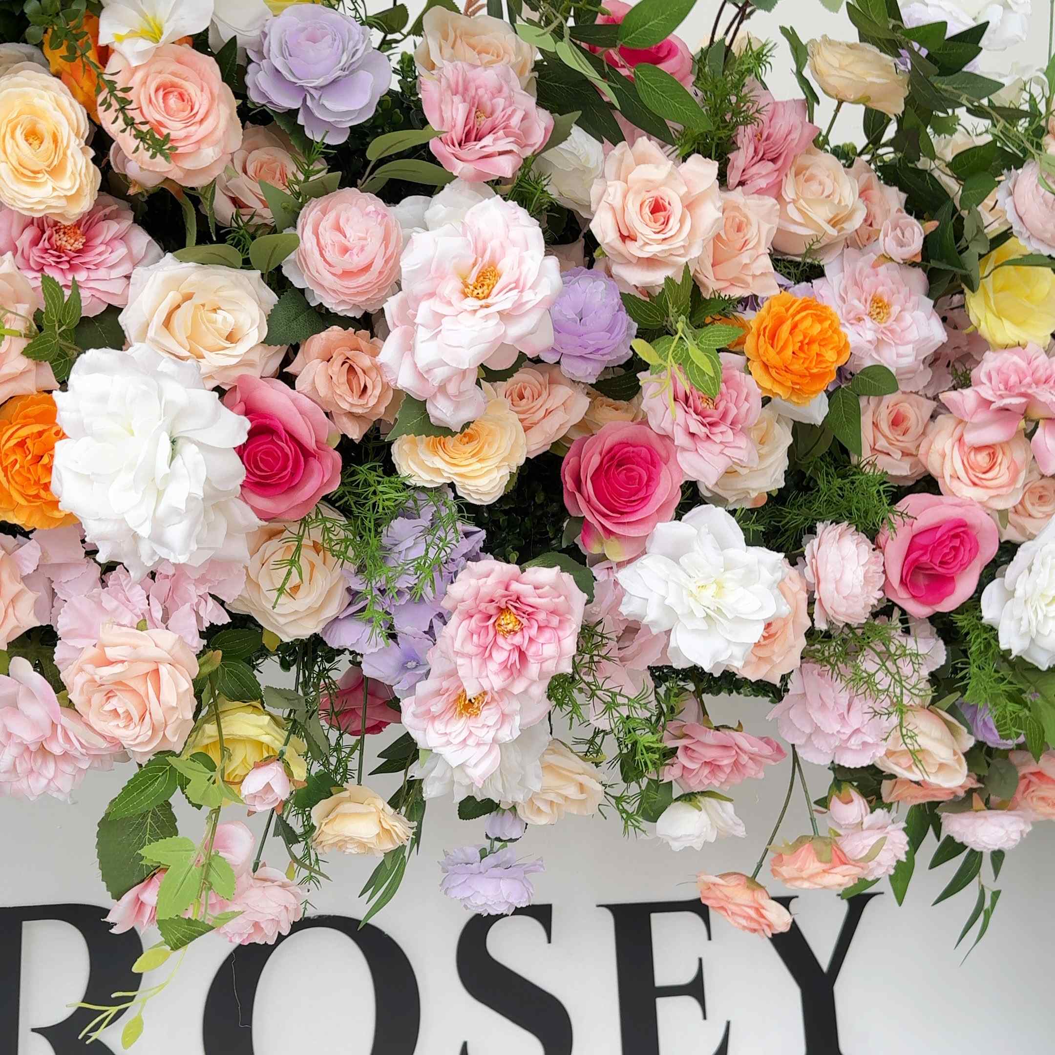 Roseytime Purple&Pink Square Flower Arch Fabric Back#RTA373