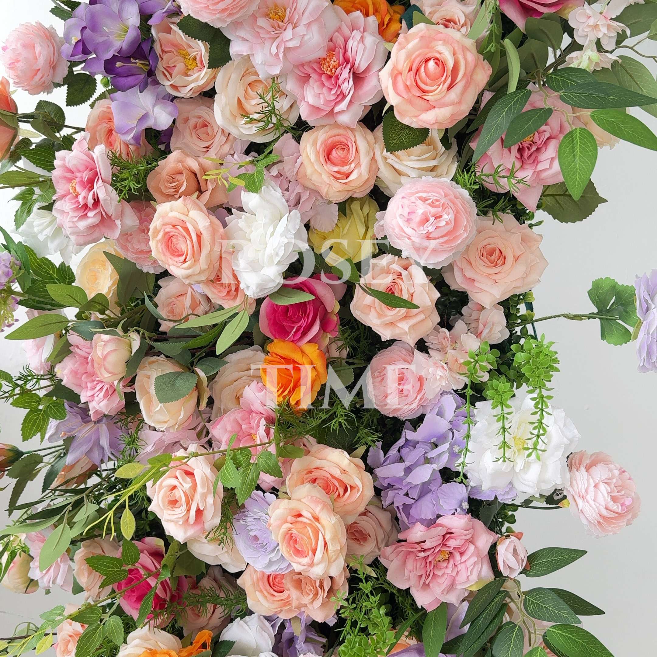 Roseytime Purple&Pink Square Flower Arch Fabric Back#RTA373