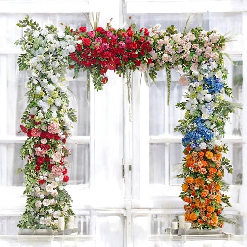 Roseytime Colorful Square Flower Arch Fabric Back#RTA085