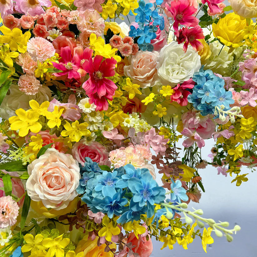 Roseytime Colorful Yellow Square Flower Arch Fabric Back Roll Up #RTA046