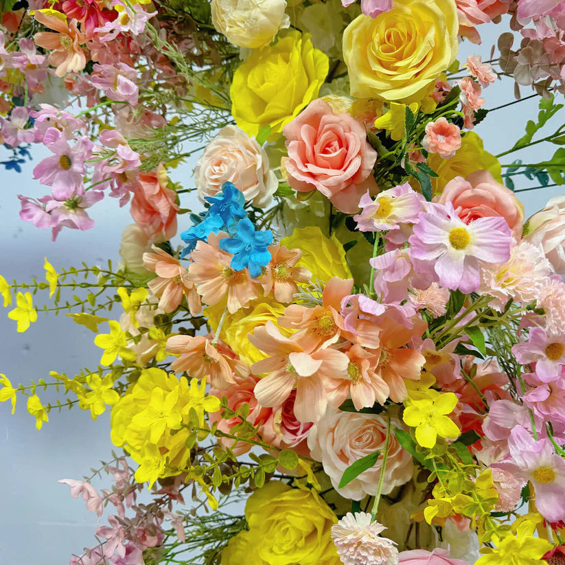 Roseytime Colorful Yellow Square Flower Arch Fabric Back Roll Up #RTA046