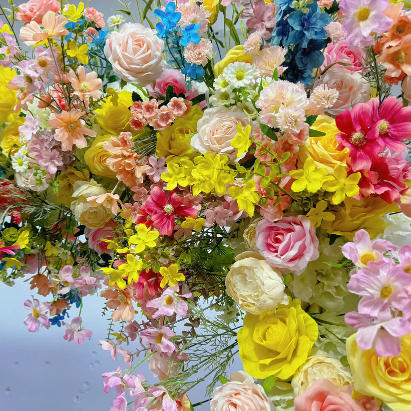 Roseytime Colorful Yellow Square Flower Arch Fabric Back Roll Up #RTA046