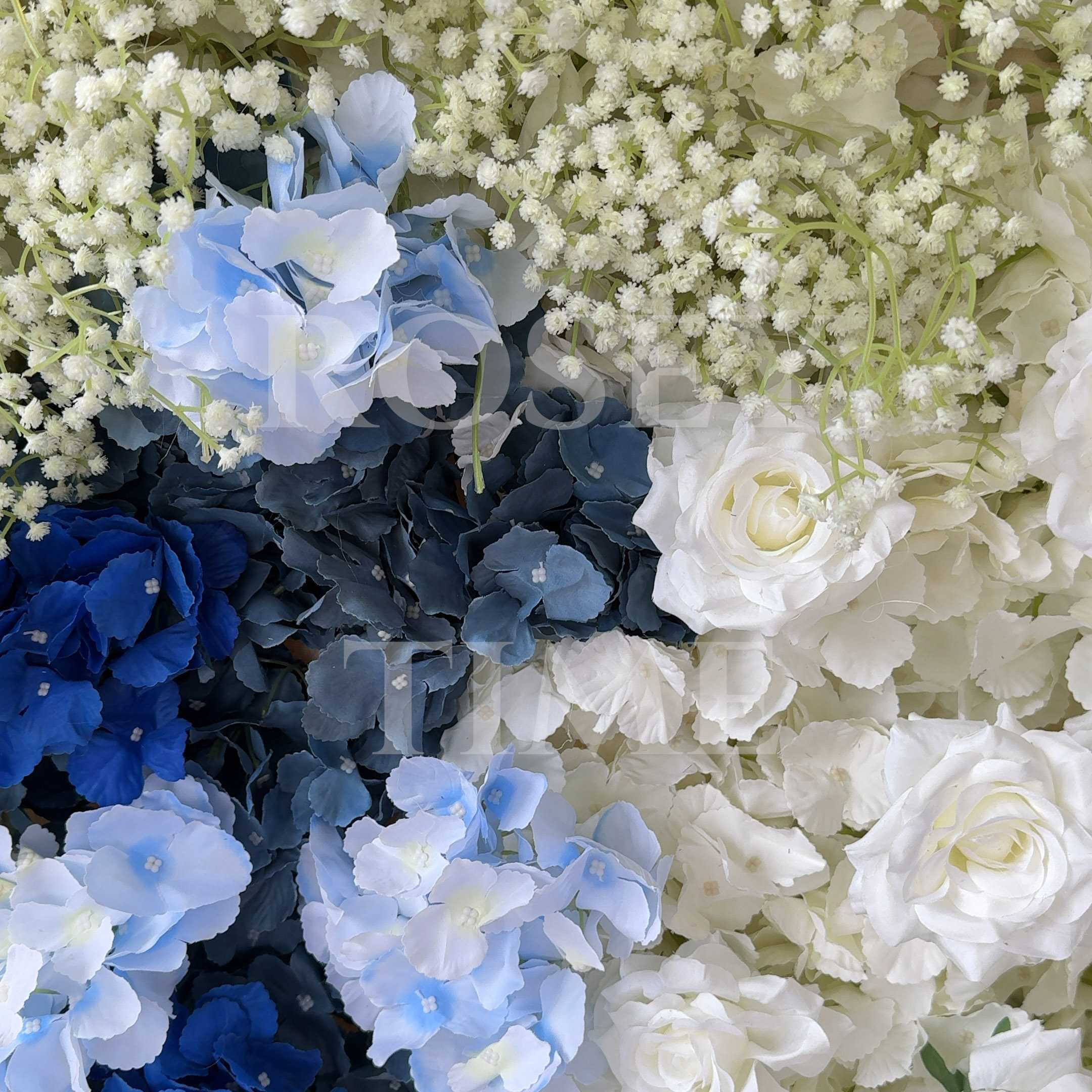 Roseytime 5D Blue With Baby's Breath Flower Wall Roll Up Fabric Back #RTW362