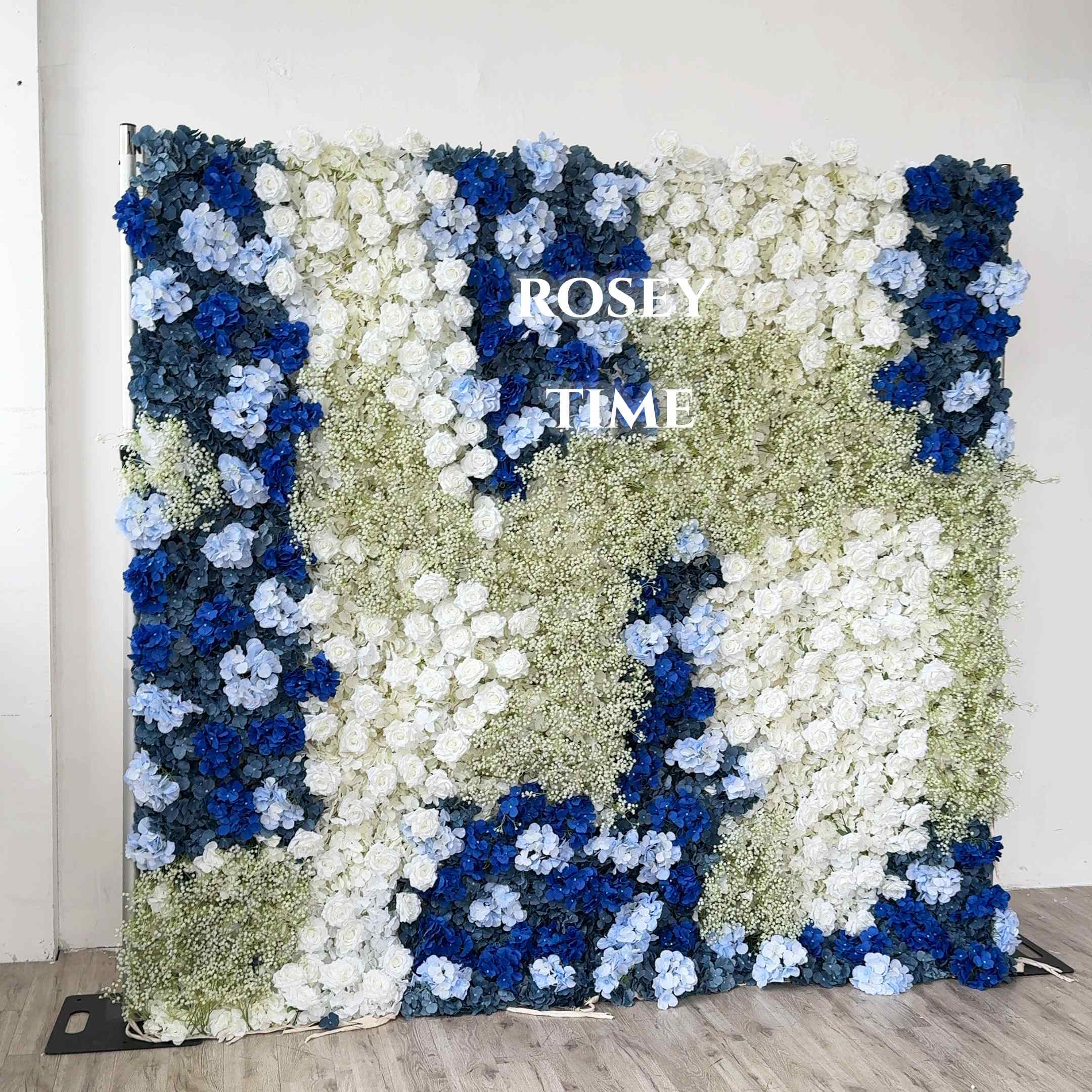 Roseytime 5D Blue With Baby's Breath Flower Wall Roll Up Fabric Back #RTW362