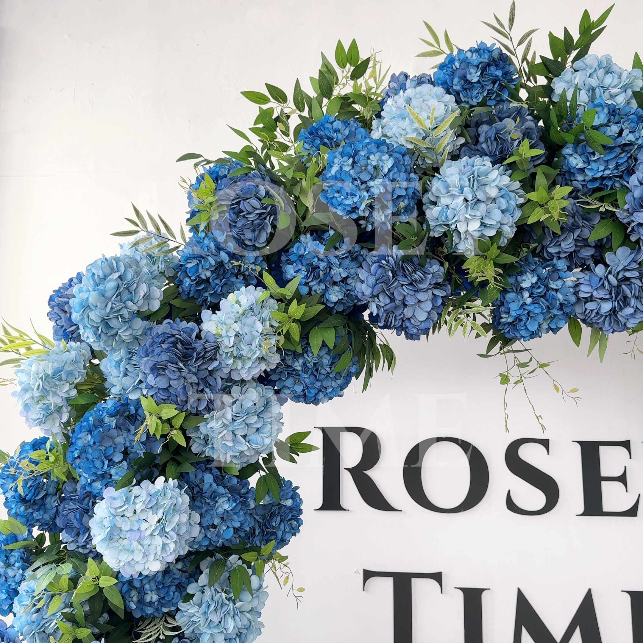 RoseyTime Luxury Dark Blue Hydrangea Flower Arch n-shape Round Arch #RTA370