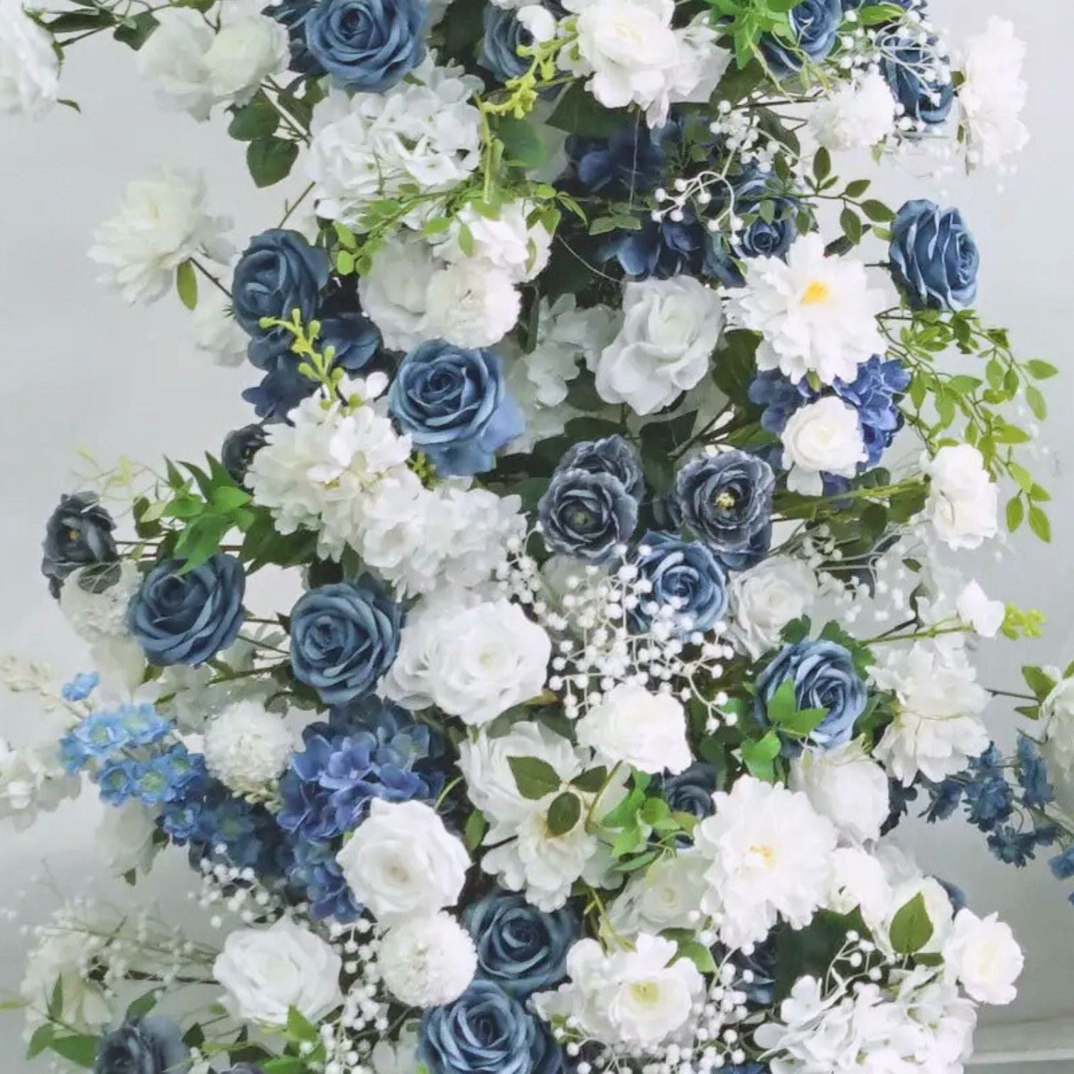 Roseytime Dark Blue Flower Pillars Arch with Frame #RTP069
