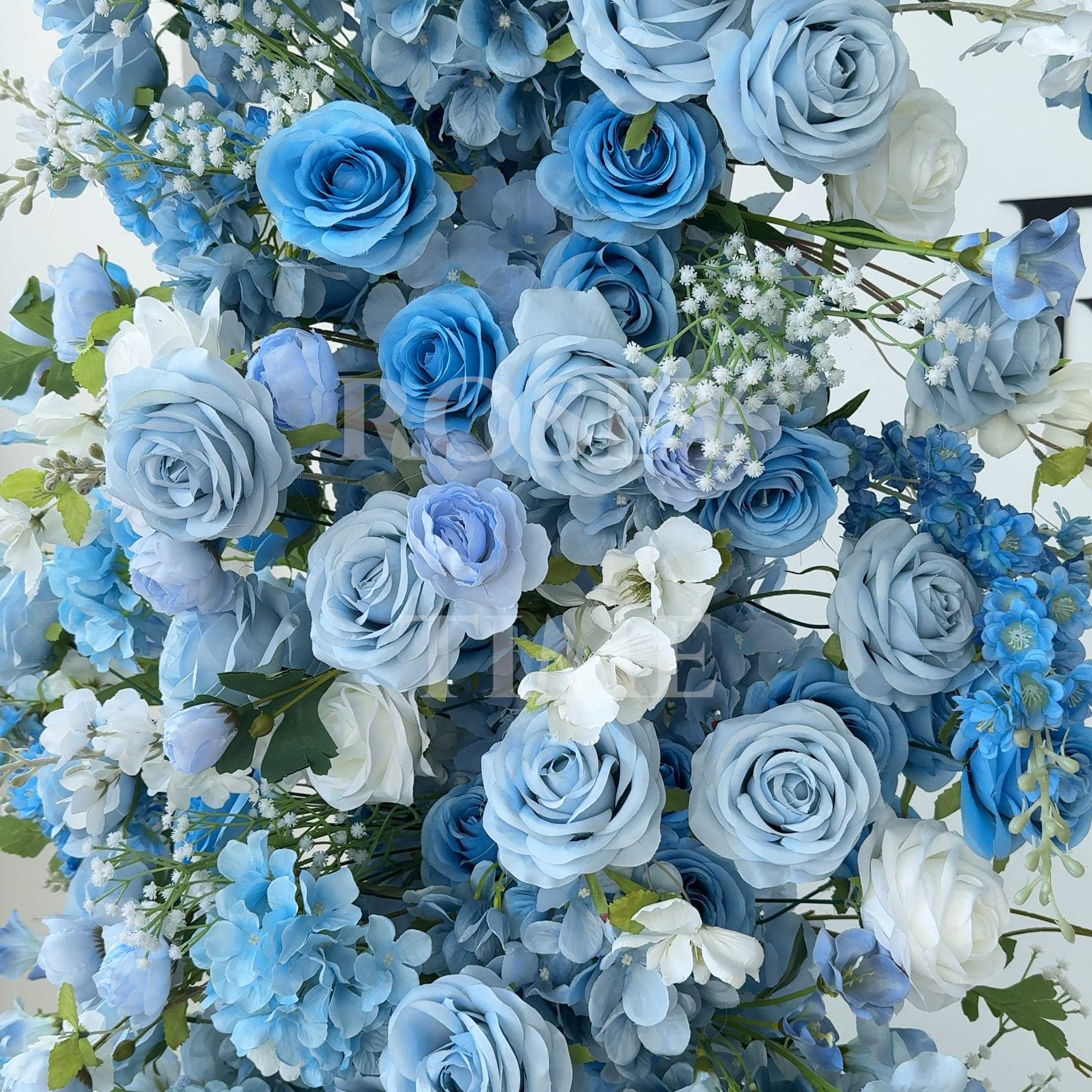 Roseytime Light Blue Flower Pillars Arch with Frame #RTP119