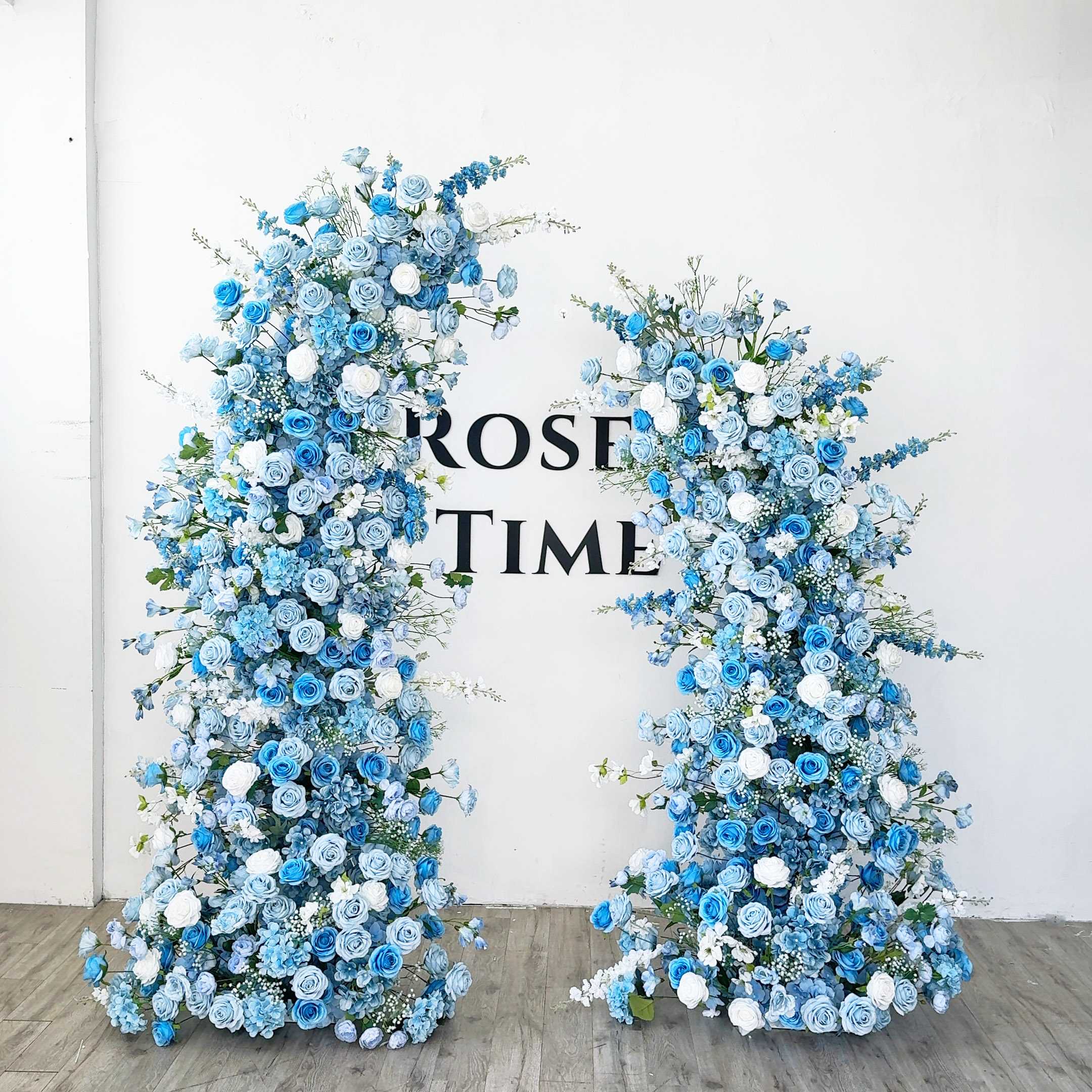 Roseytime Light Blue Flower Pillars Arch with Frame #RTP119