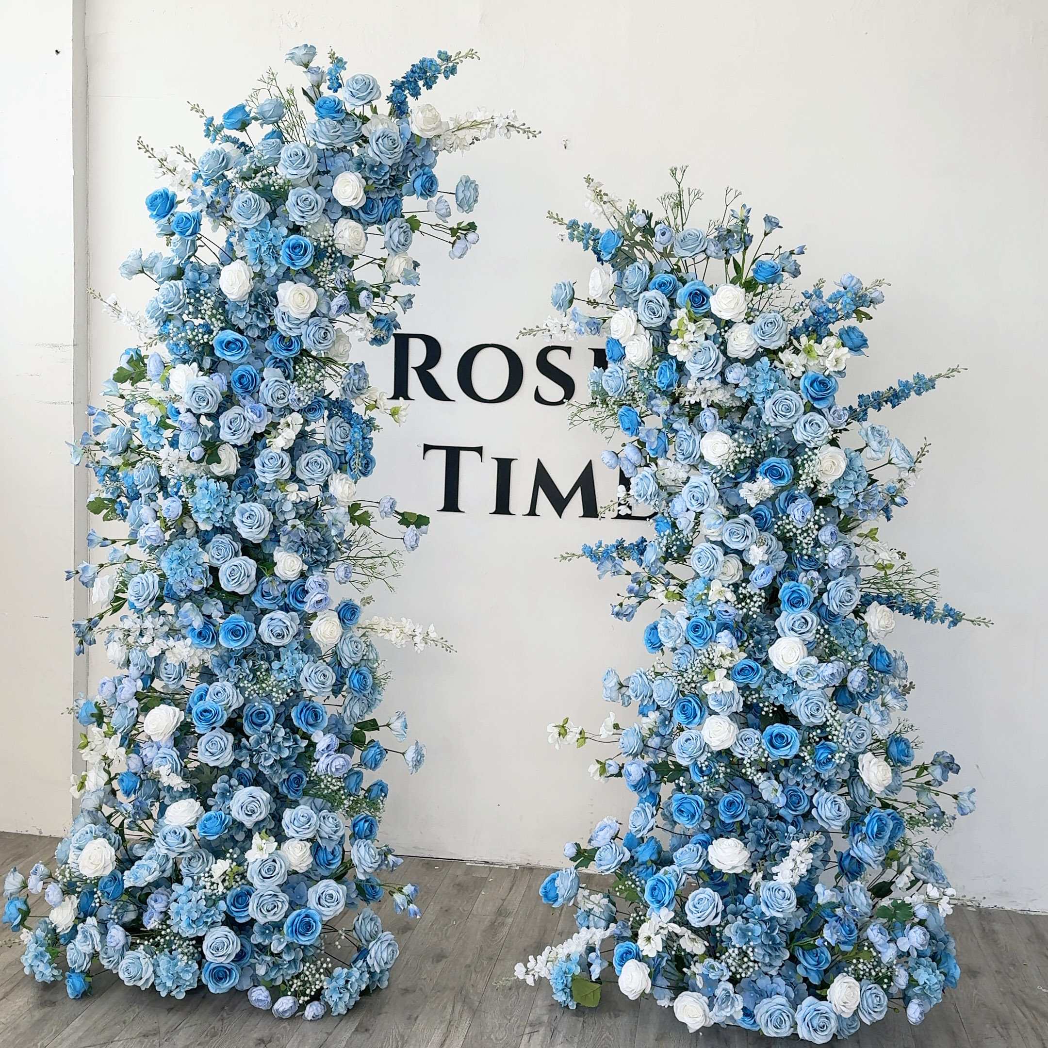 Roseytime Light Blue Flower Pillars Arch with Frame #RTP119