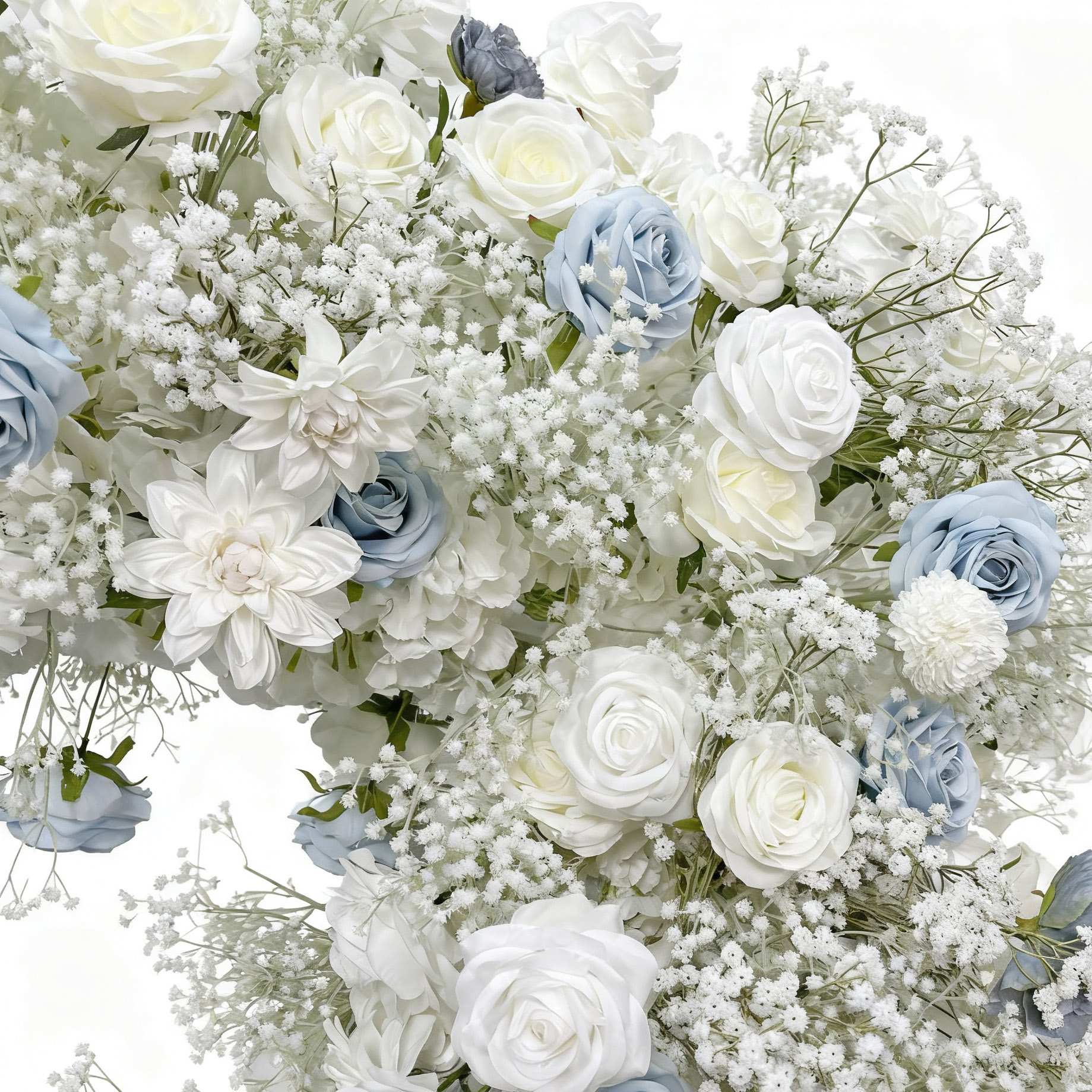RoseyTime Luxury Dusty Blue With Baby's Breath Arch n-shape Round Arch #RTA369
