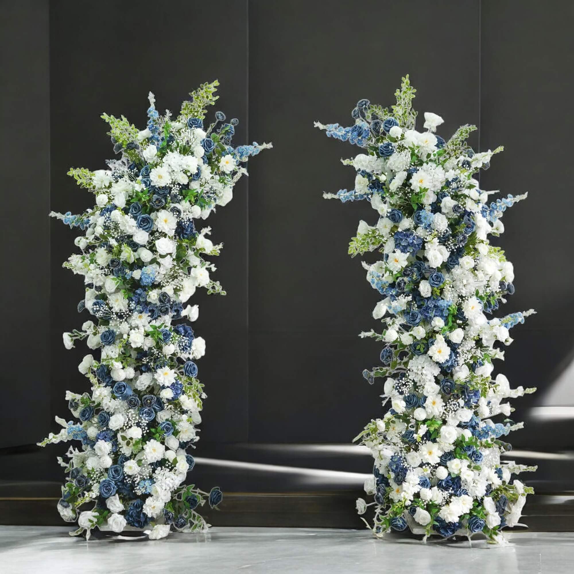 Roseytime Dark Blue Flower Pillars Arch with Frame #RTP069