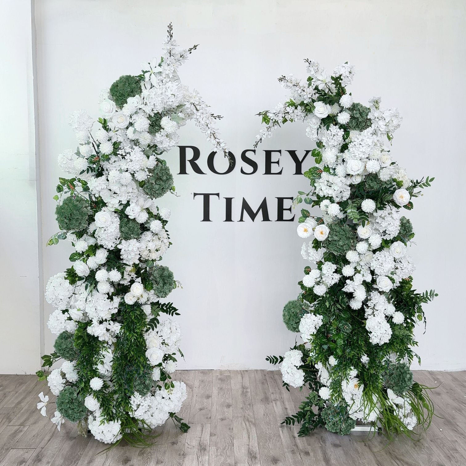 Roseytime Dark Green Flower Pillars Arch with Frame #RTP013