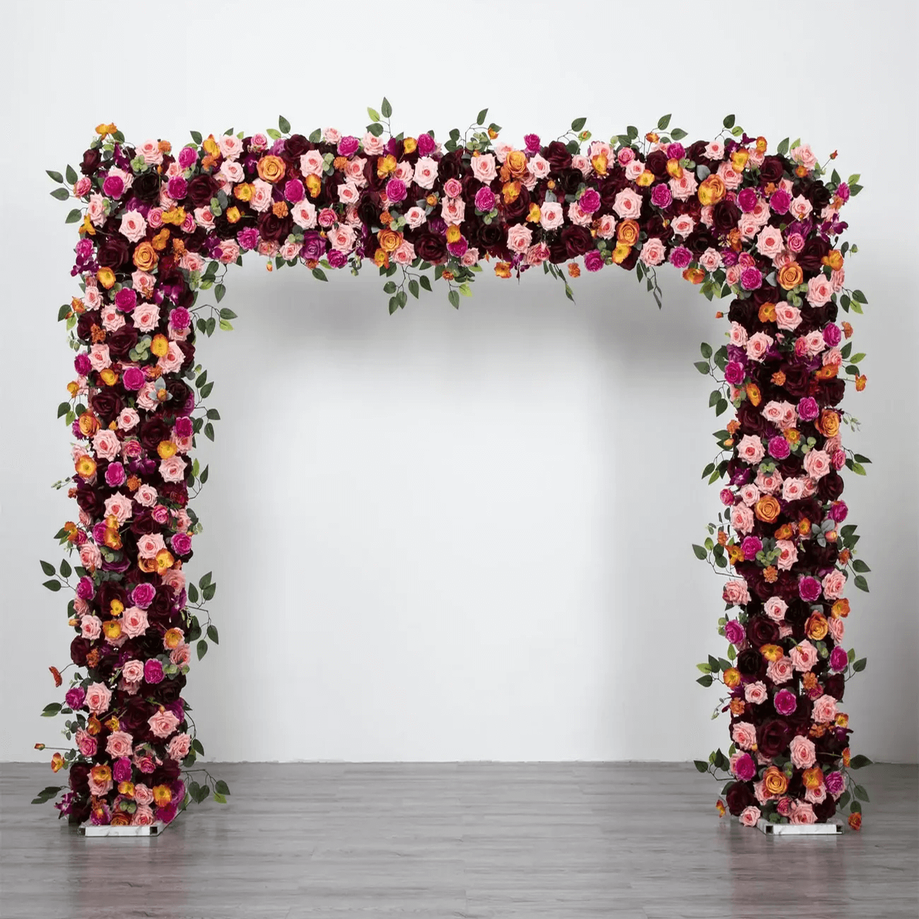 Roseytime Dark Red&Orange Square Flower Arch Fabric Back #RTA039