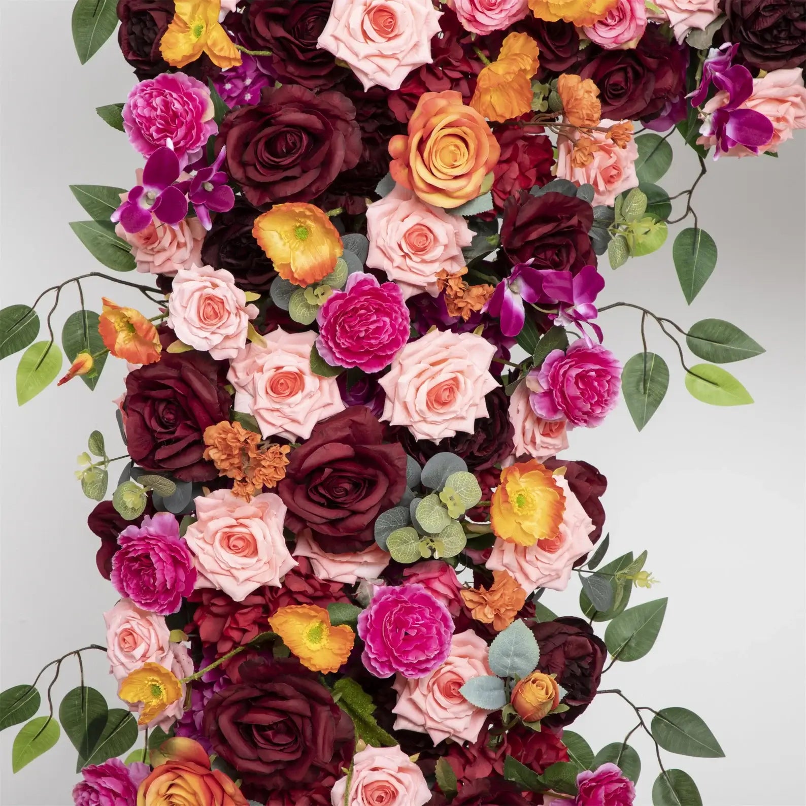 Roseytime Dark Red&Orange Square Flower Arch Fabric Back #RTA039