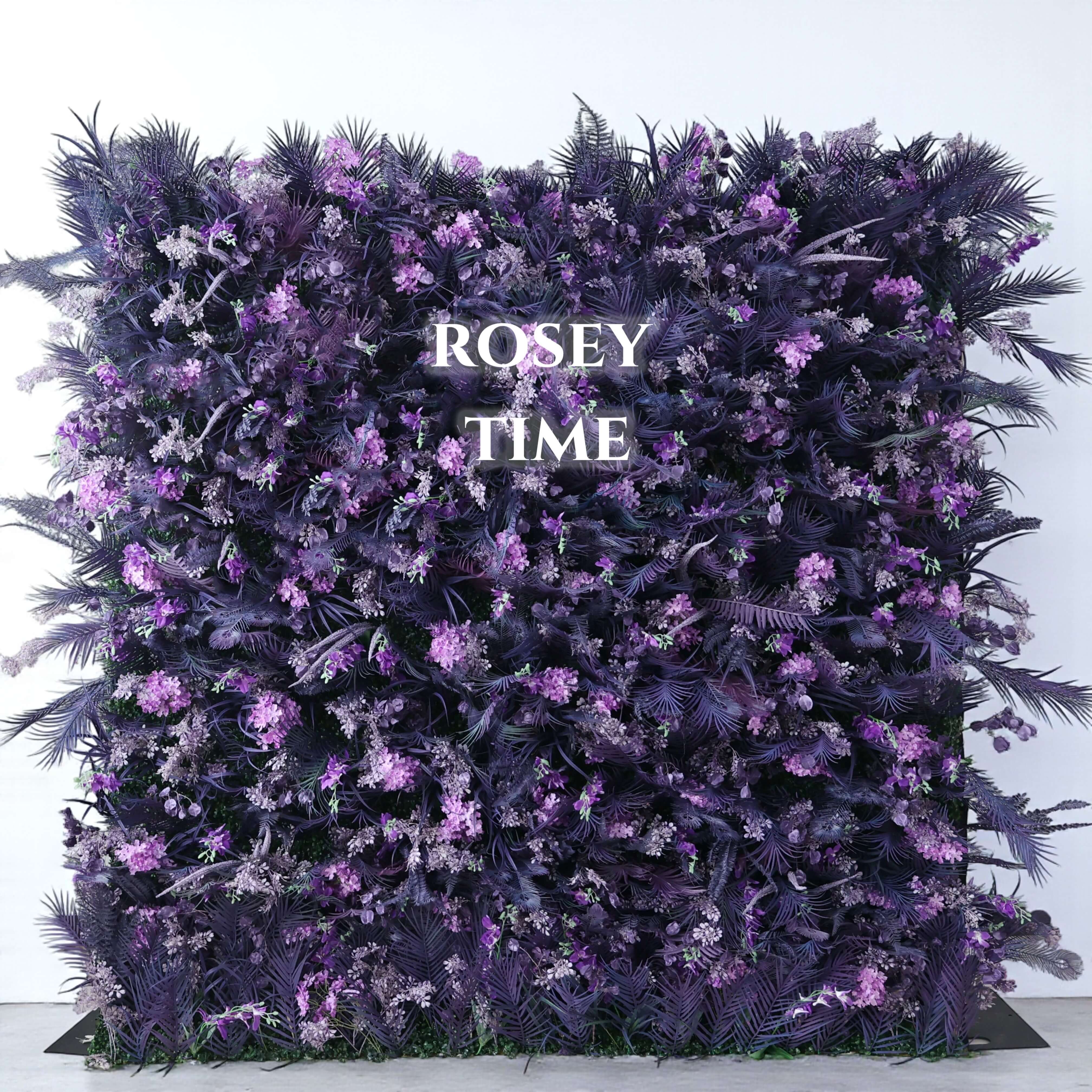 Roseytime 5D Dark Purple Pampas Flower Wall Roll Up Fabric Back #RTW330