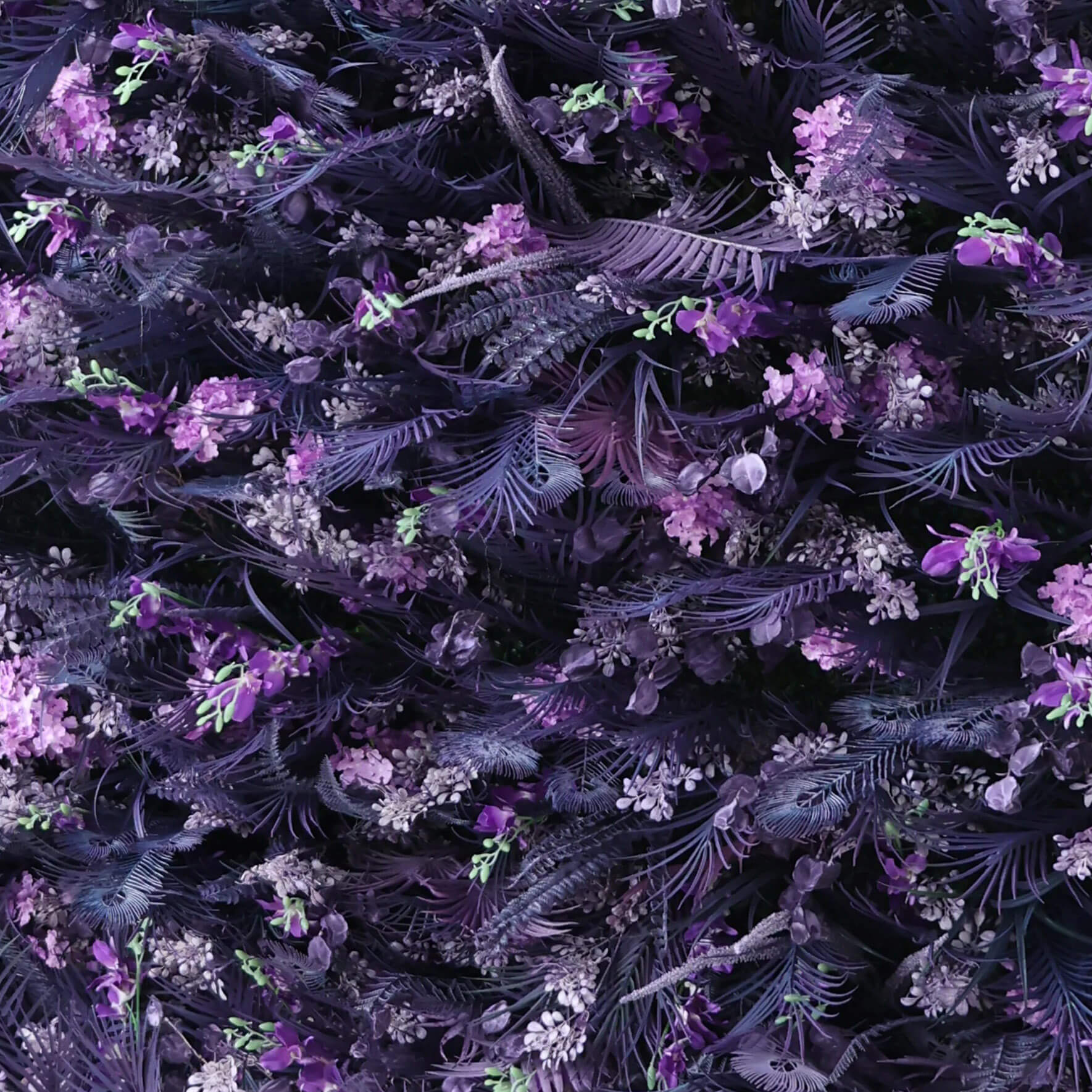 Roseytime 5D Dark Purple Pampas Flower Wall Roll Up Fabric Back #RTW330
