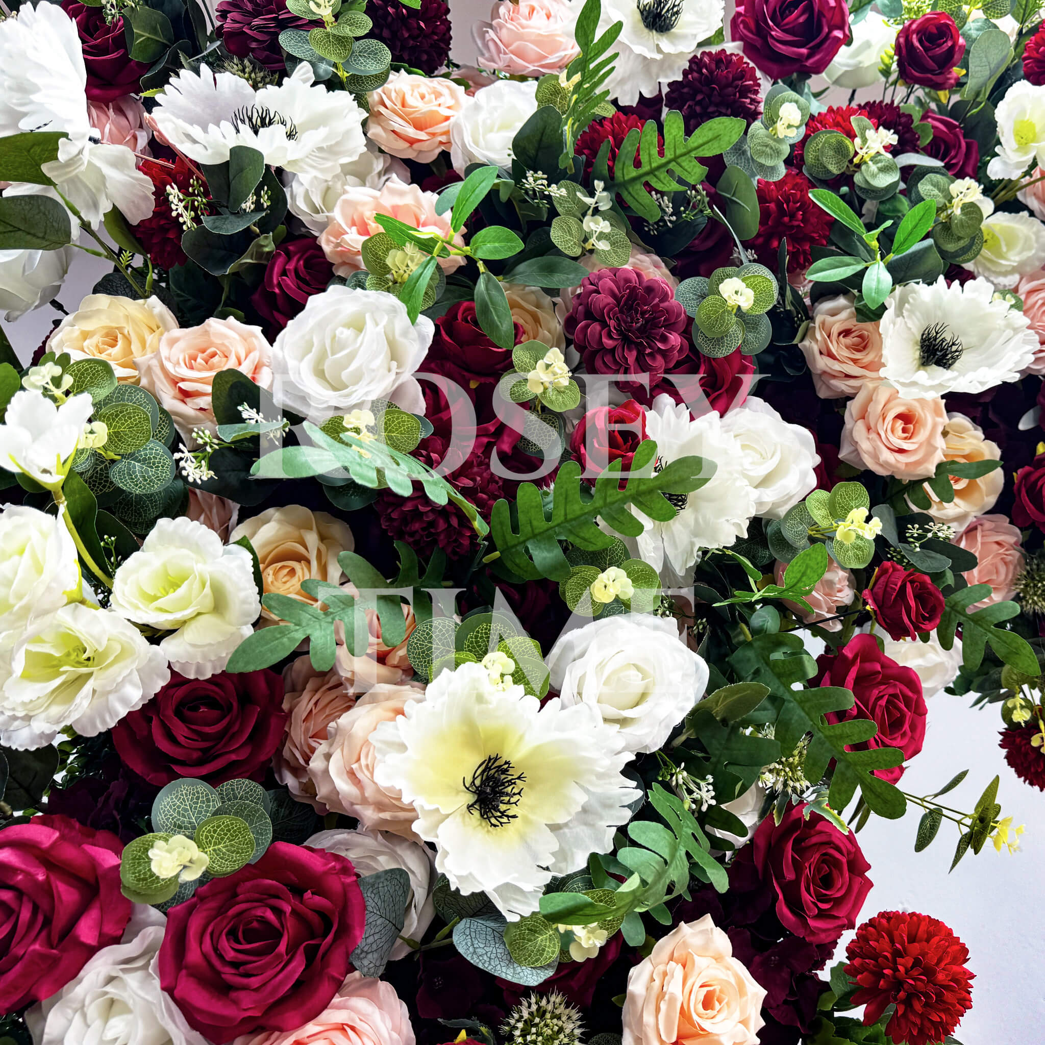 Roseytime Square Dark Red Flower Arch Fabric Back#RTA125