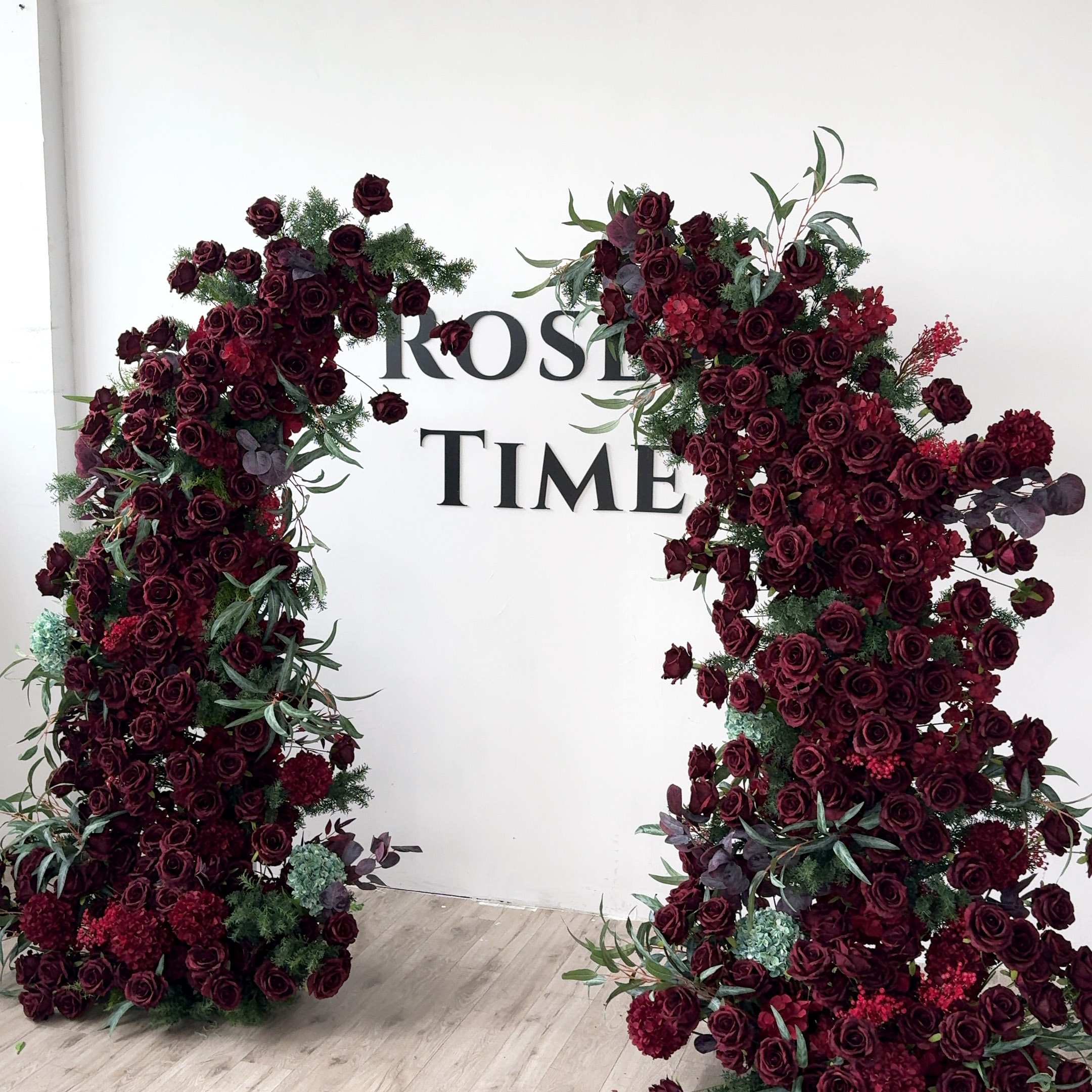Roseytime Crimson Bloom Flower Pillars Arch with Frame #RTP115