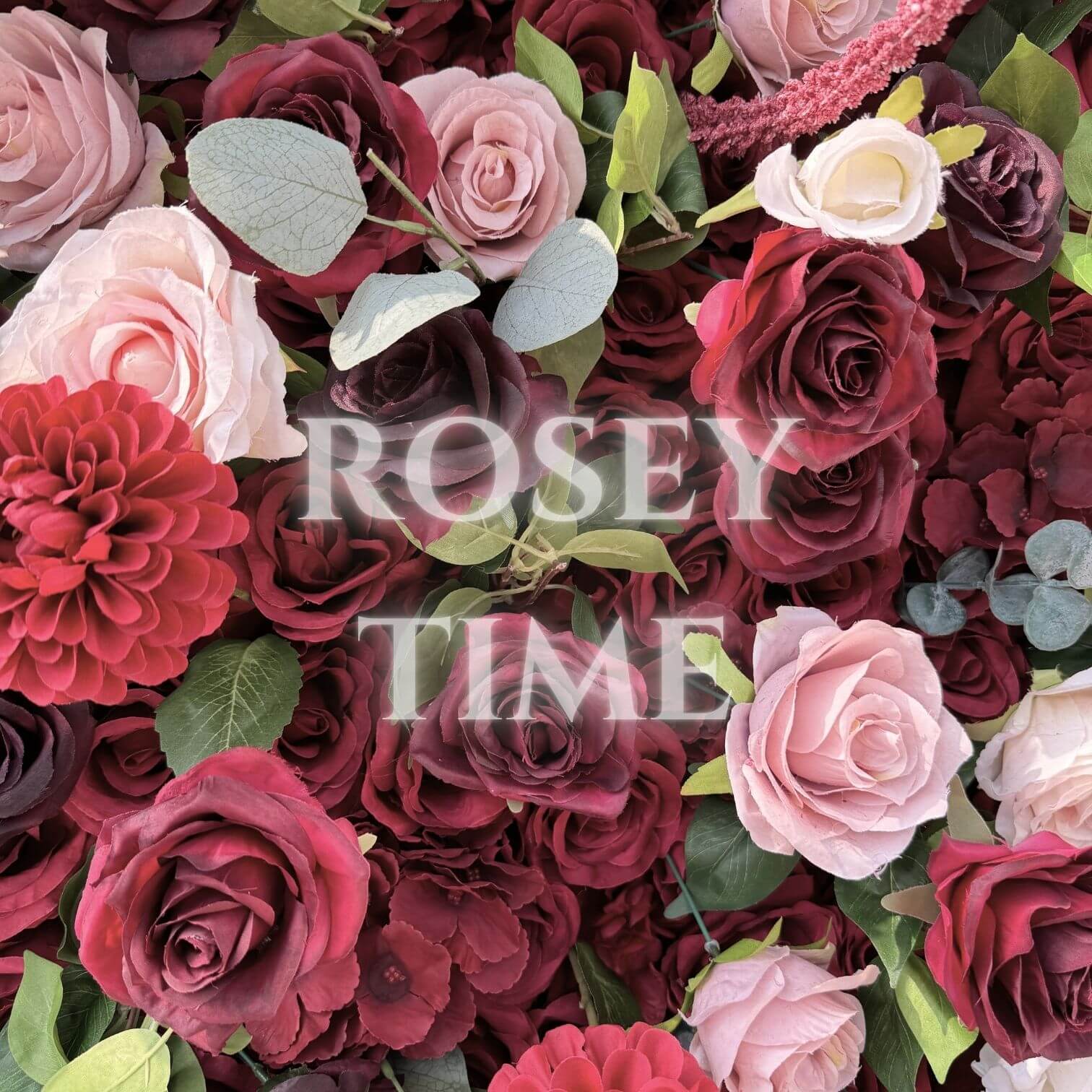 💥BF-Sale 5D Burgundy&Red Flower Wall Roll Up Fabric Back #RTW311