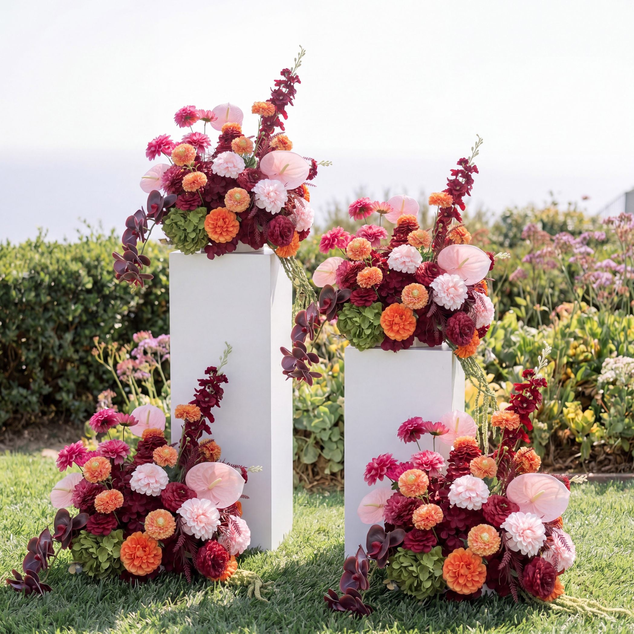 Roseytime Apricot & Burgundy Flower Set #RTS020