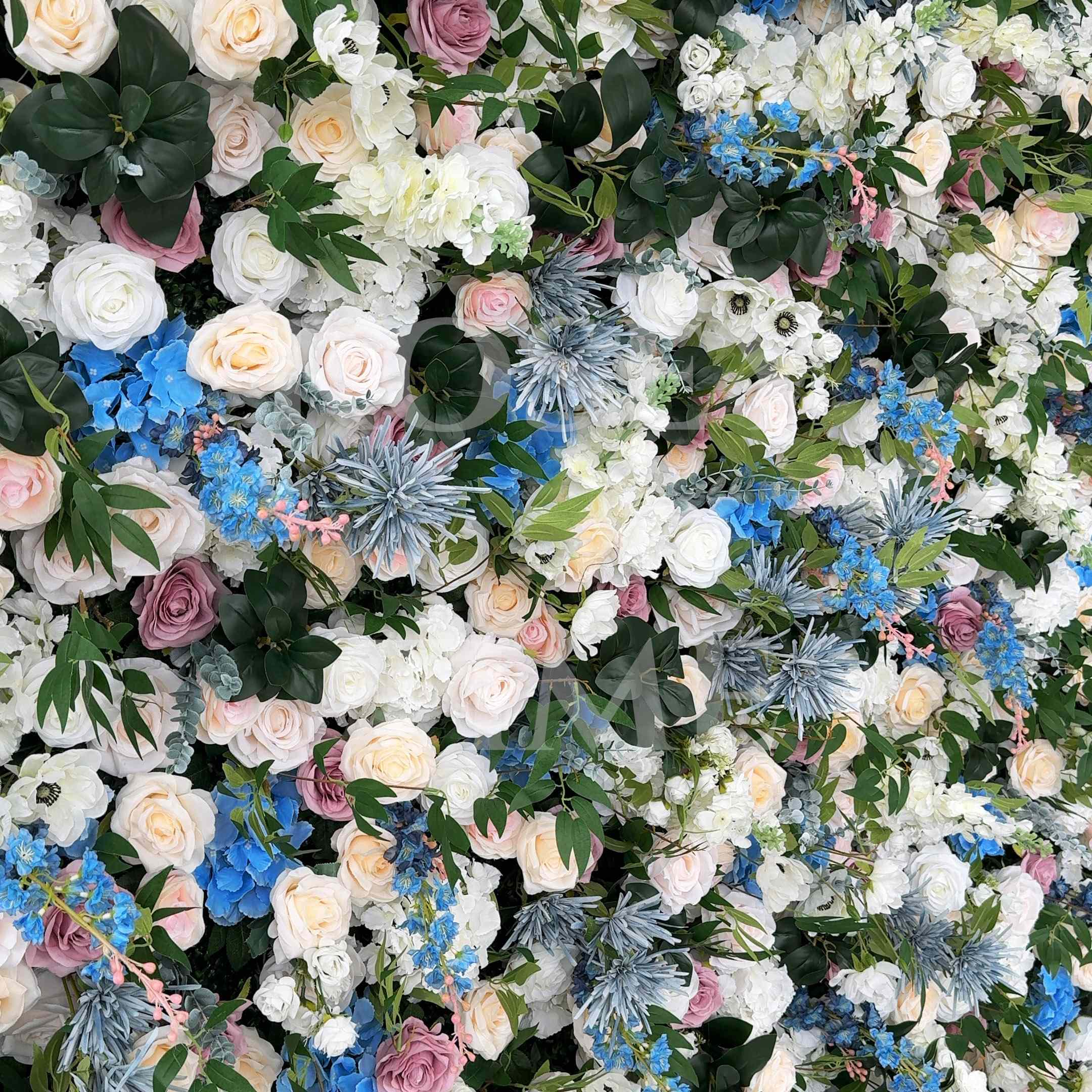 Roseytime 5D Blue&White Flower Wall Roll Up Fabric Back #RTW355