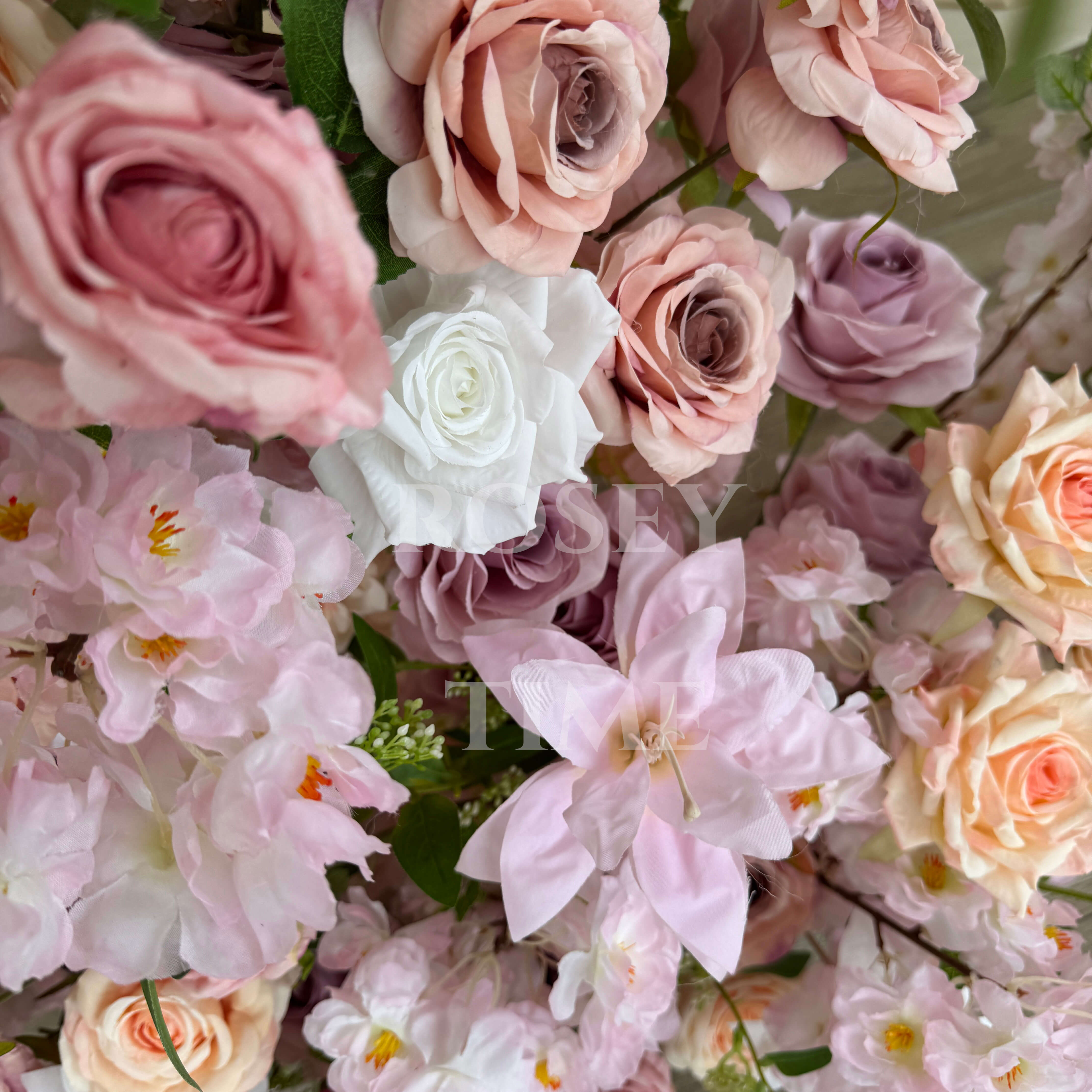 Roseytime Dusty Pink With Lavender Pink Flower Pillars Arch with Frame #RTP071