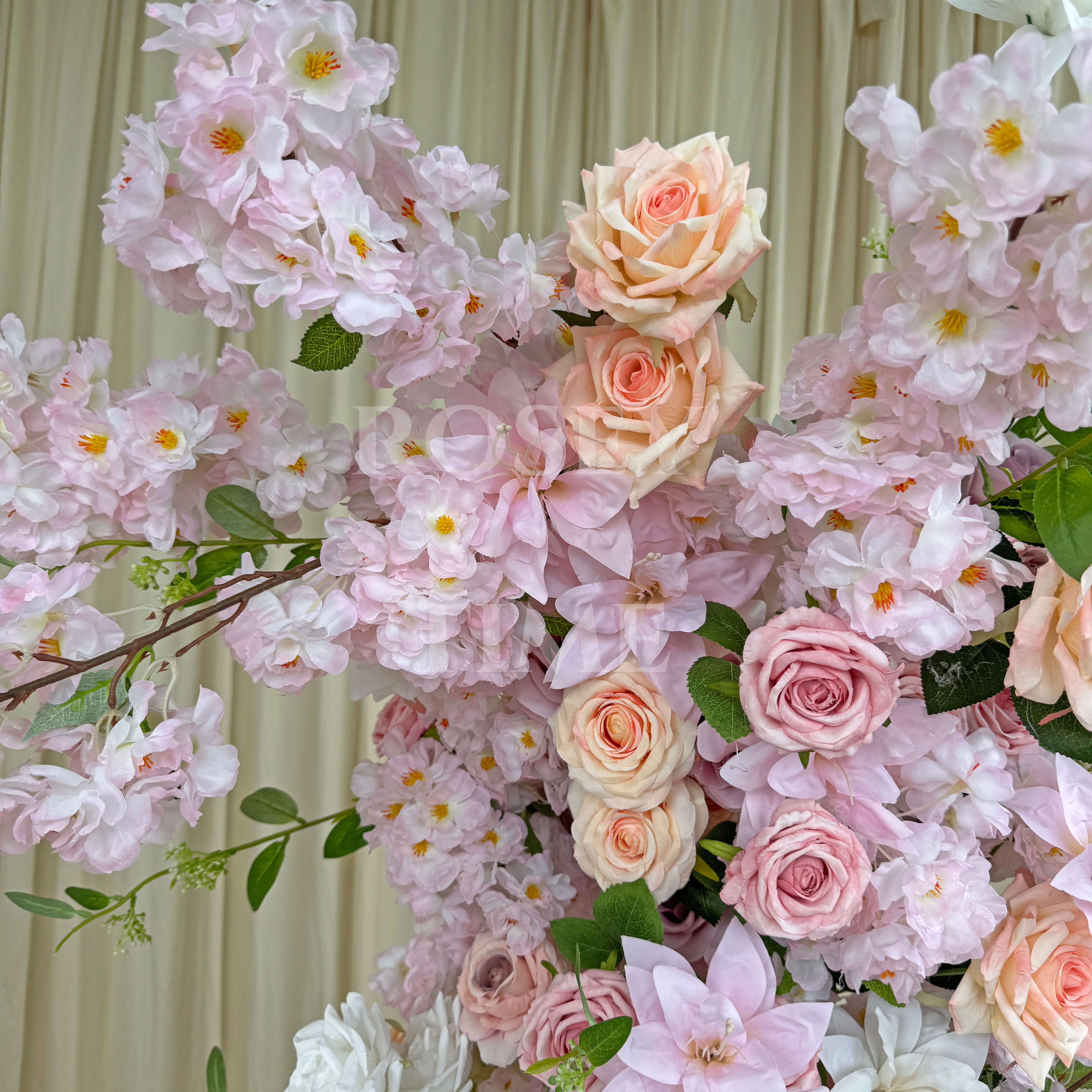 Roseytime Dusty Pink With Lavender Pink Flower Pillars Arch with Frame #RTP071