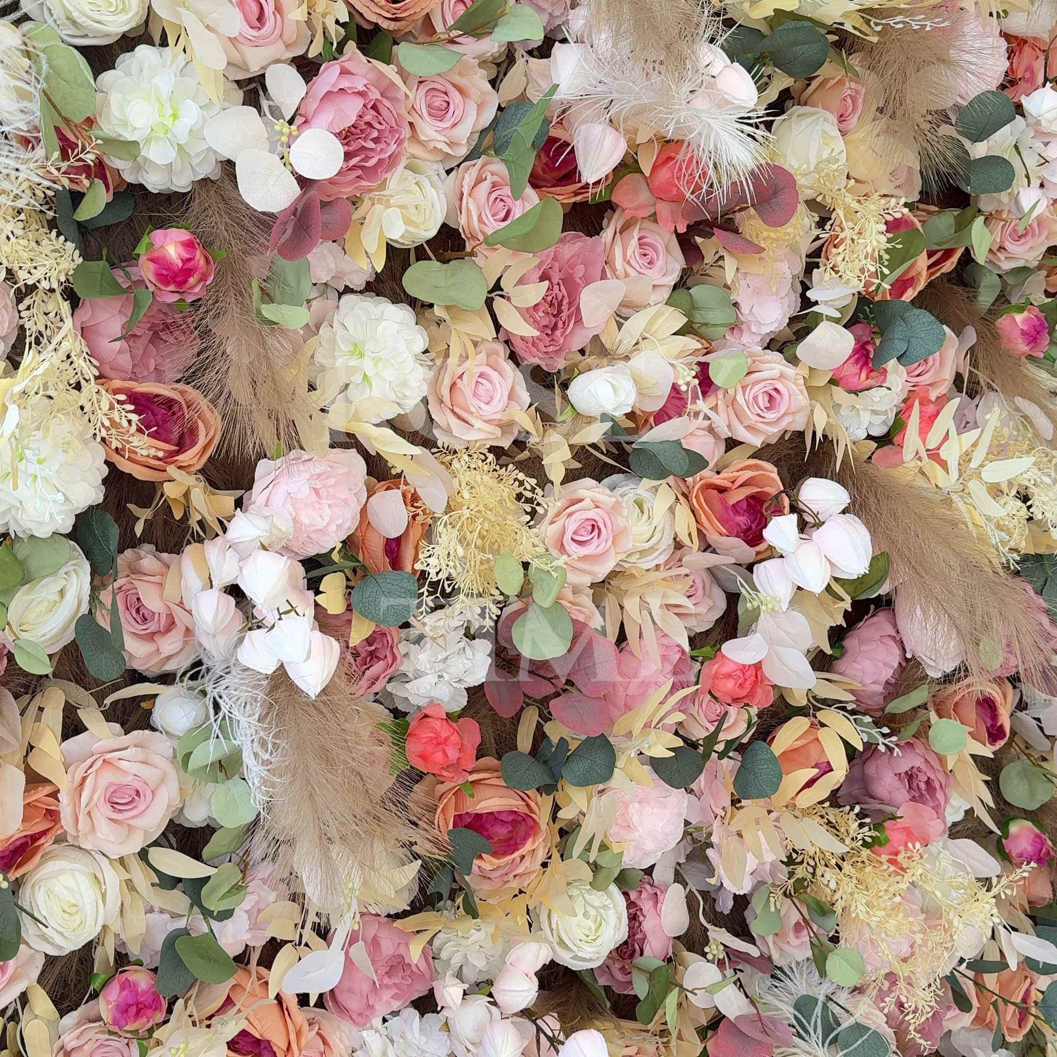 Roseytime Dusty Rose&Tan Square Flower Arch Fabric Back#RTA472