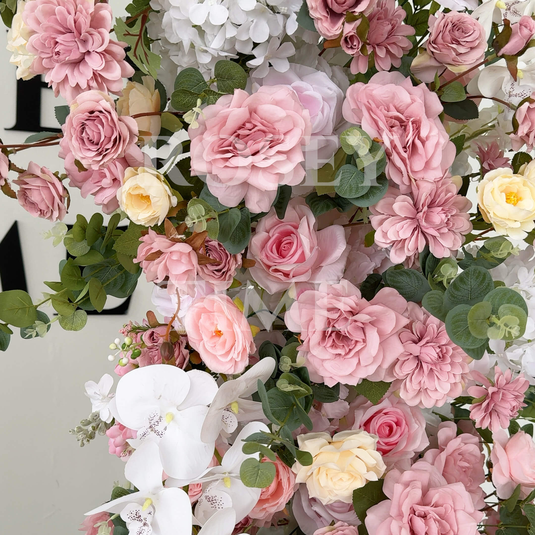Roseytime Dusty Pink Flower Pillars Arch with Frame #RTP089