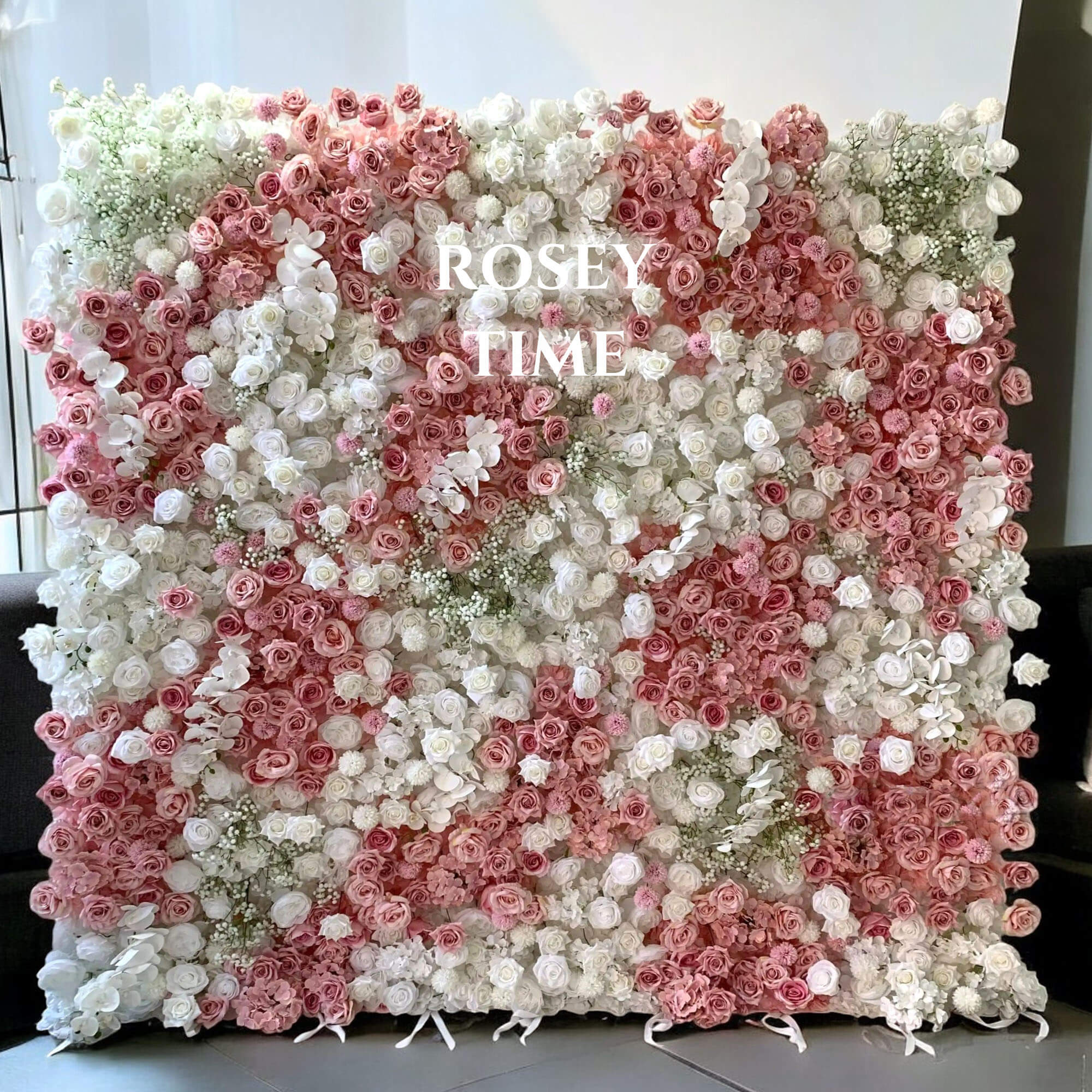 Roseytime 5D Dusty Pink Flower Wall Roll Up Fabric Back #RTW209