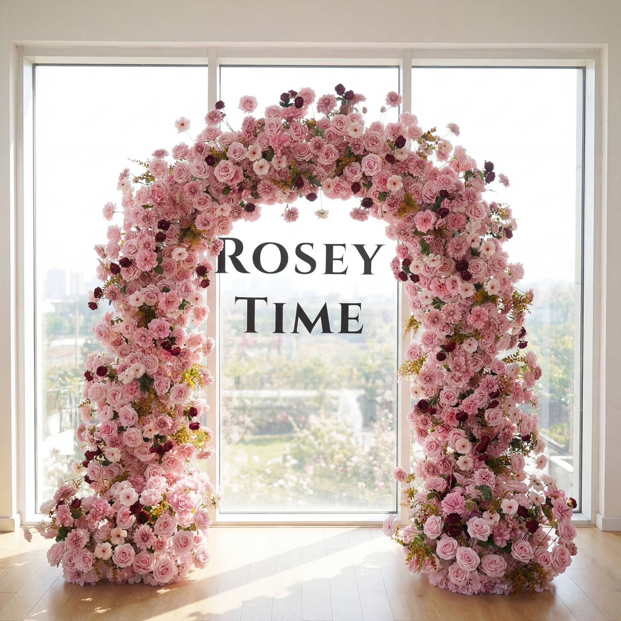 RoseyTime Dusty Rose Flower Arch n-shape Round Arch #RTA418