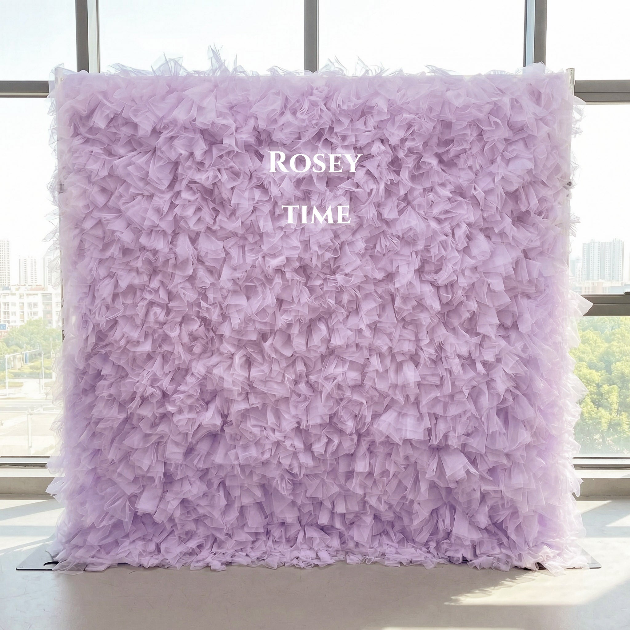 Roseytime Dusty Purple Tulle Wall Roll Up Fabric Back #RTW430