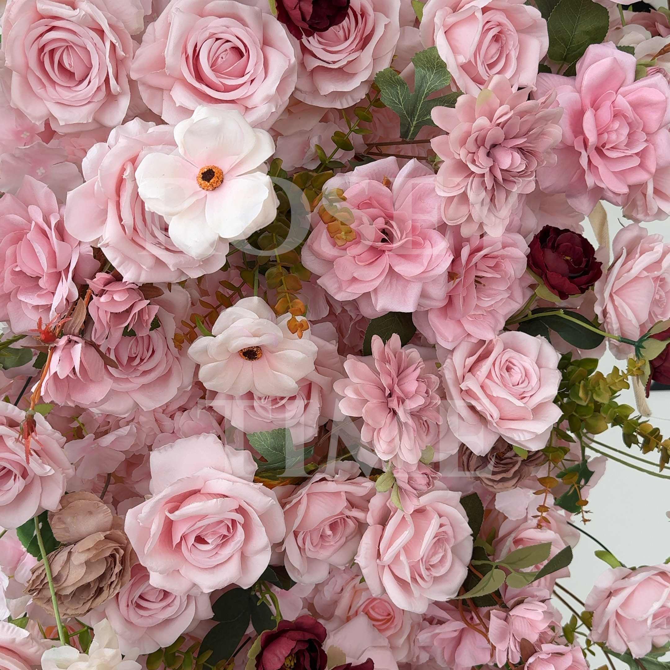 Roseytime Dusty Rose Square Flower Arch Fabric Back#RTA419