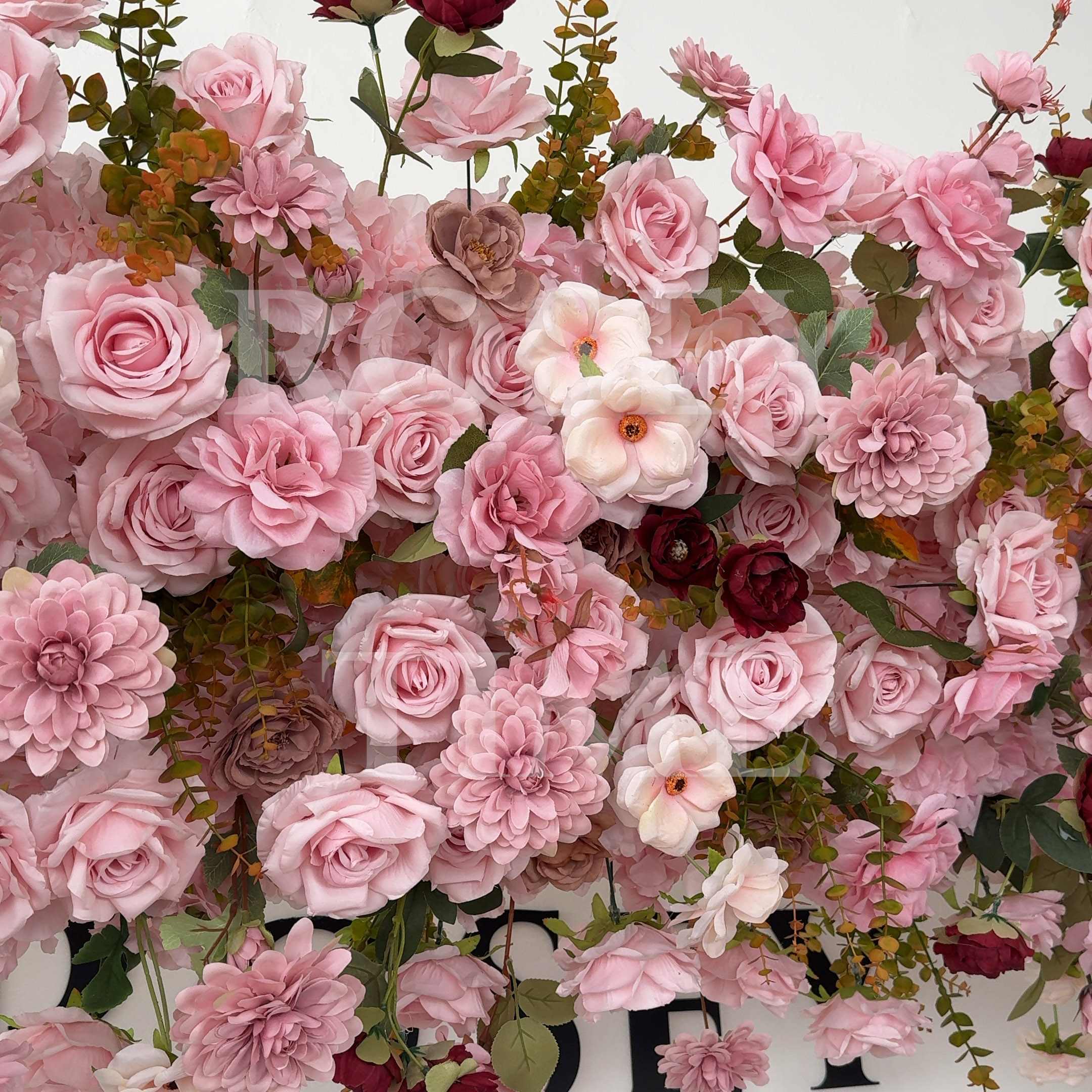 Roseytime Dusty Rose Square Flower Arch Fabric Back#RTA419