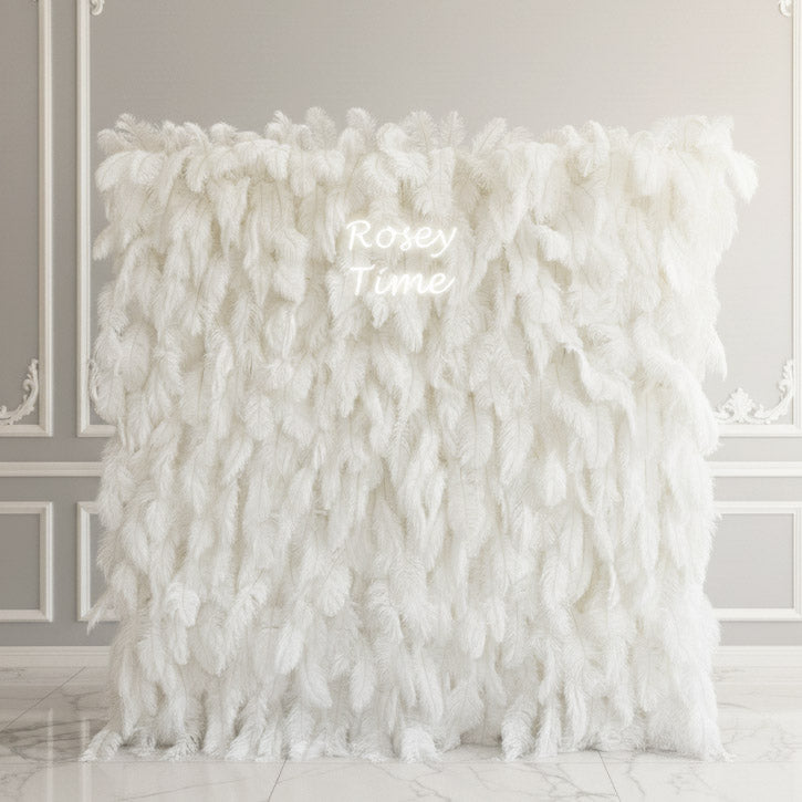 š„BF-Sale: 8x8ft White Feather Wall Roll Up Fabric Back #RTW039