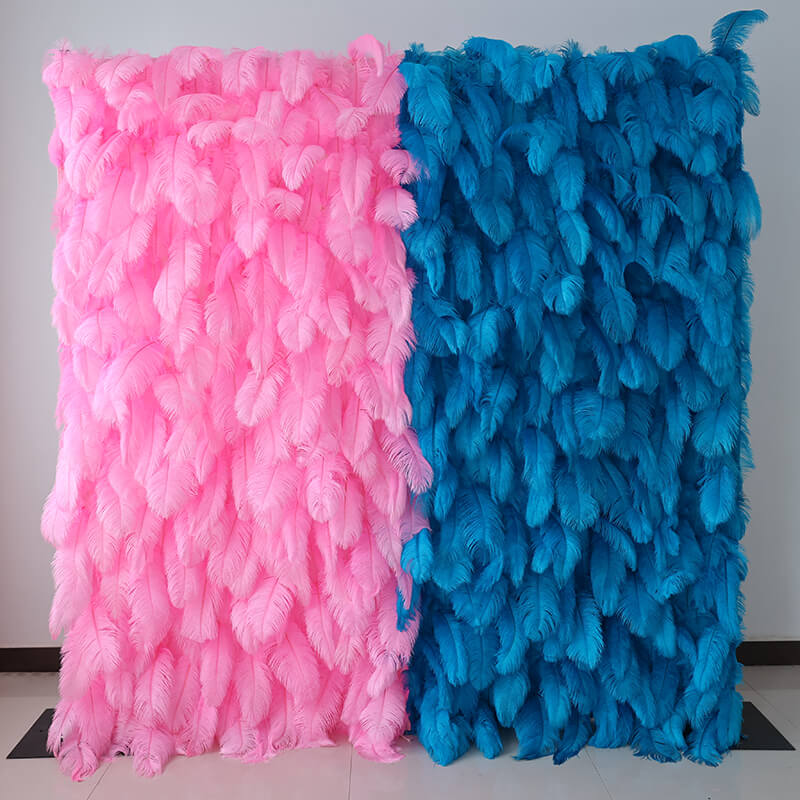 Roseytime 5D Gender Reveal Feather Wall Roll Up Fabric Back #RTW185