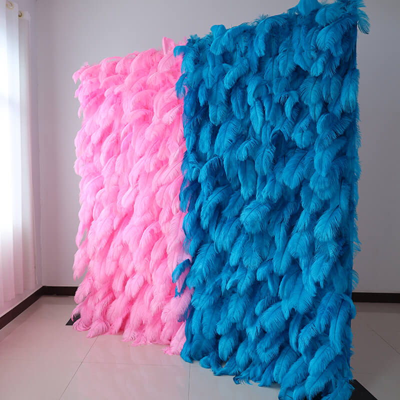 Roseytime 5D Gender Reveal Feather Wall Roll Up Fabric Back #RTW185