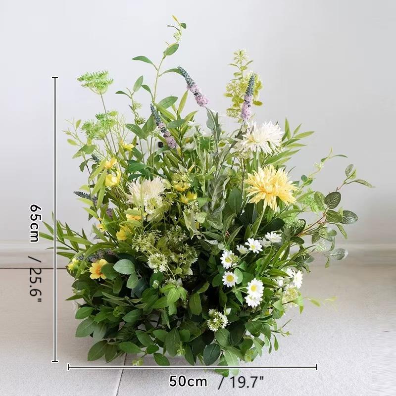 RoseyTime Green Yellow Flower Pillars Arch with Frame #RTP036
