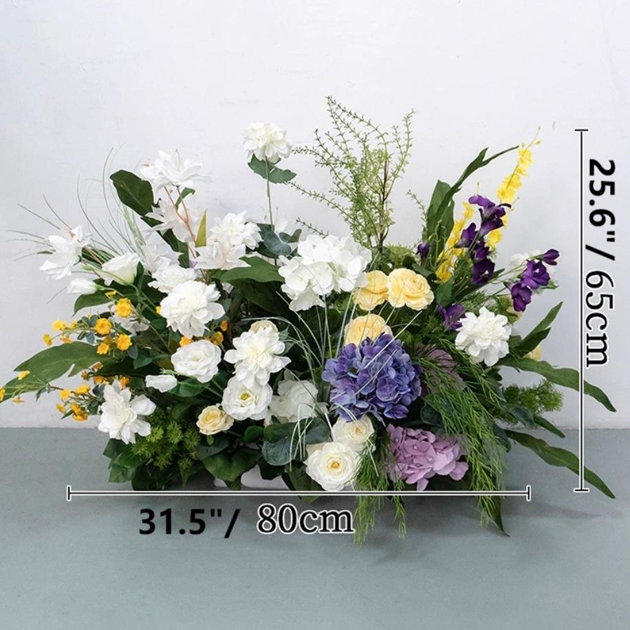 Roseytime Purple&White Flower Pillars Arch with Frame #RTP078