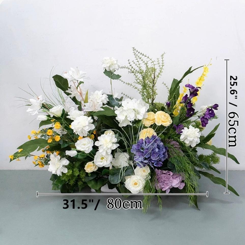 Roseytime Purple&White Flower Pillars Arch with Frame #RTP078