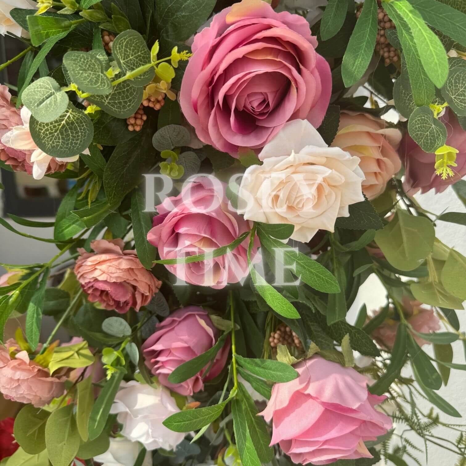 RoseyTime Wedding Burgundy&Brown Flower Round Arch With Frame #RTA062