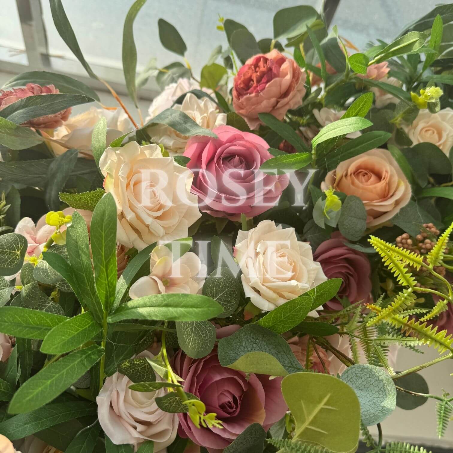 RoseyTime Wedding Burgundy&Brown Flower Round Arch With Frame #RTA062