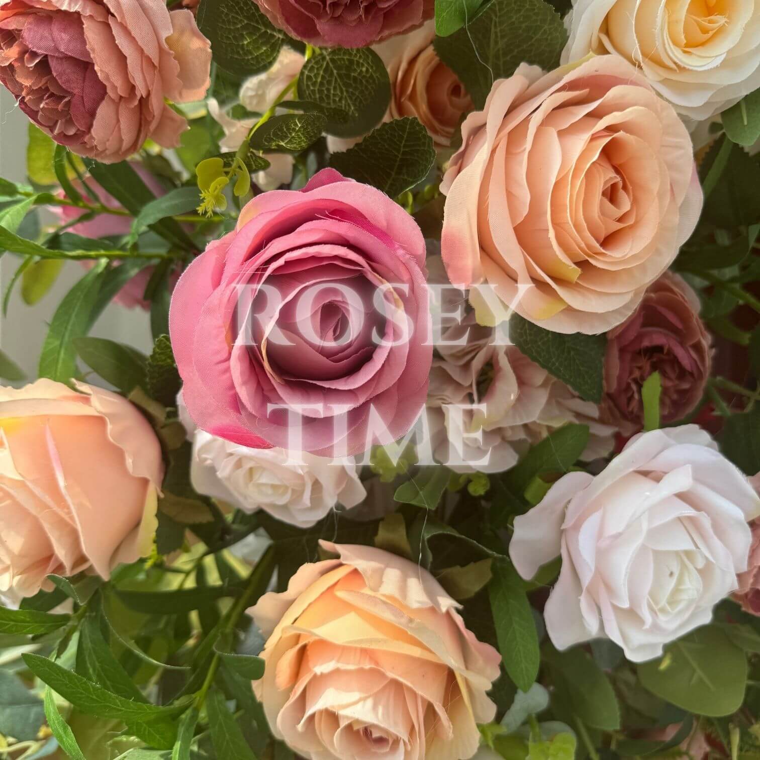 RoseyTime Wedding Burgundy&Brown Flower Round Arch With Frame #RTA062