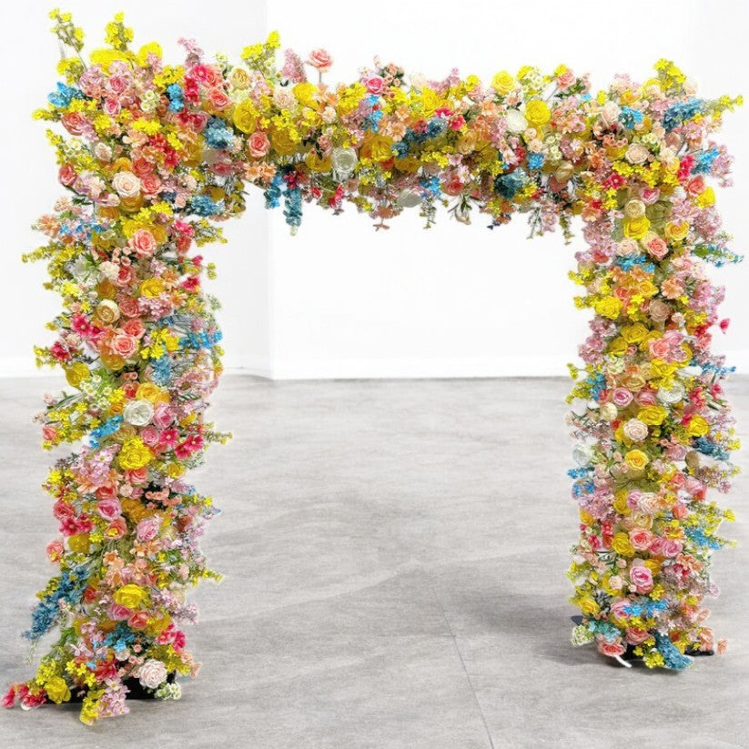 Roseytime Colorful Yellow Square Flower Arch Fabric Back Roll Up #RTA046