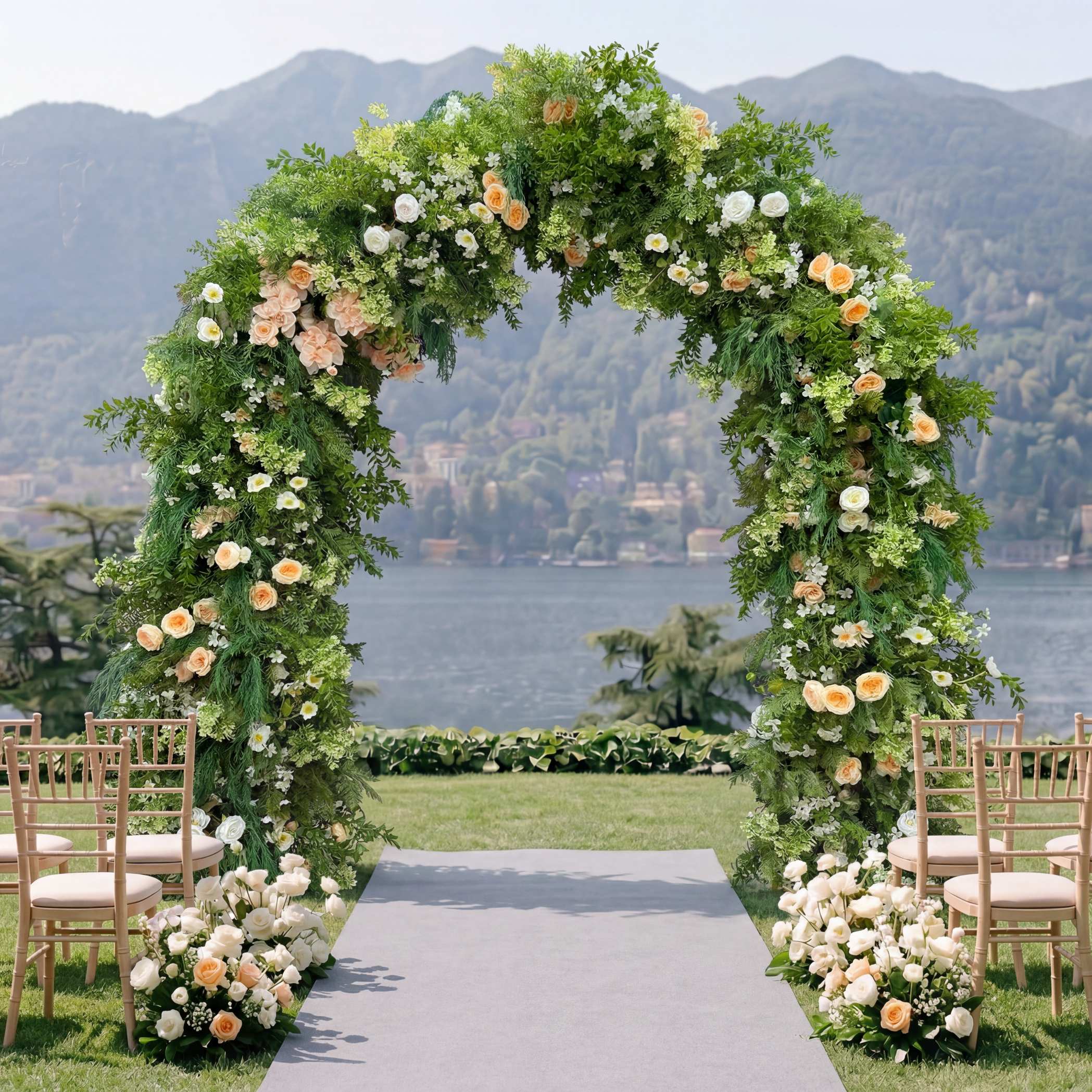 RoseyTime Orange Greenery Flower Arch n-shape Round Arch #RTA406