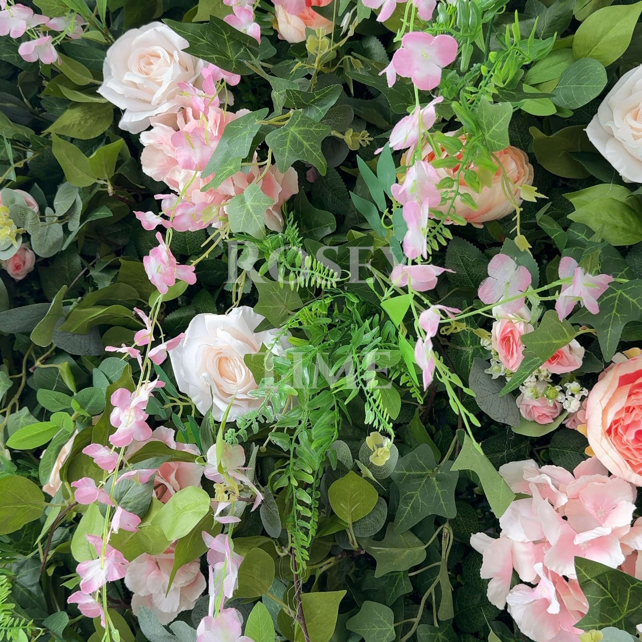 Roseytime Greenery Pink Square Flower Arch Fabric Back Roll Up #RTA048